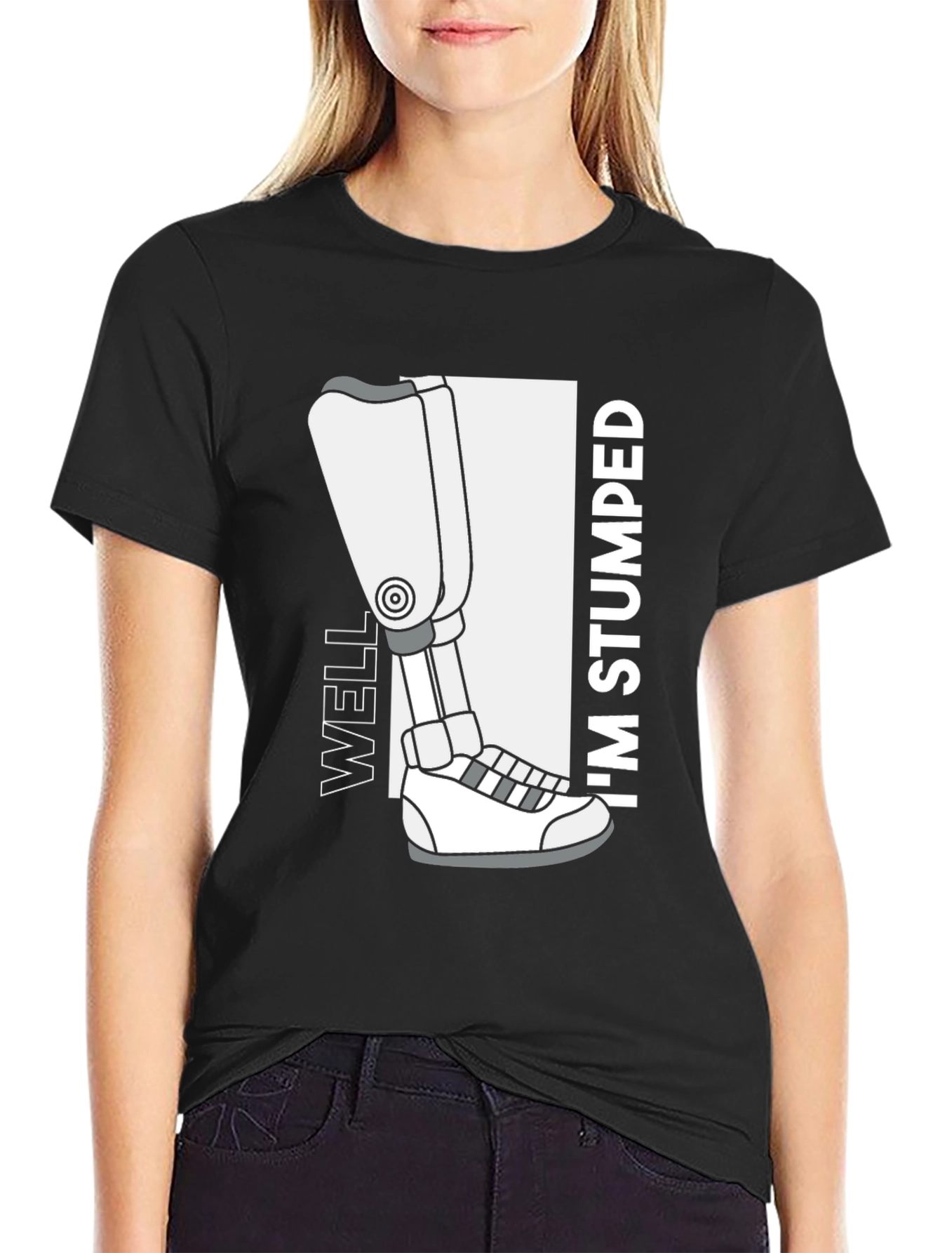 Black Well I'm Stumped Amputee Humor Graphic T-Shirt view 2