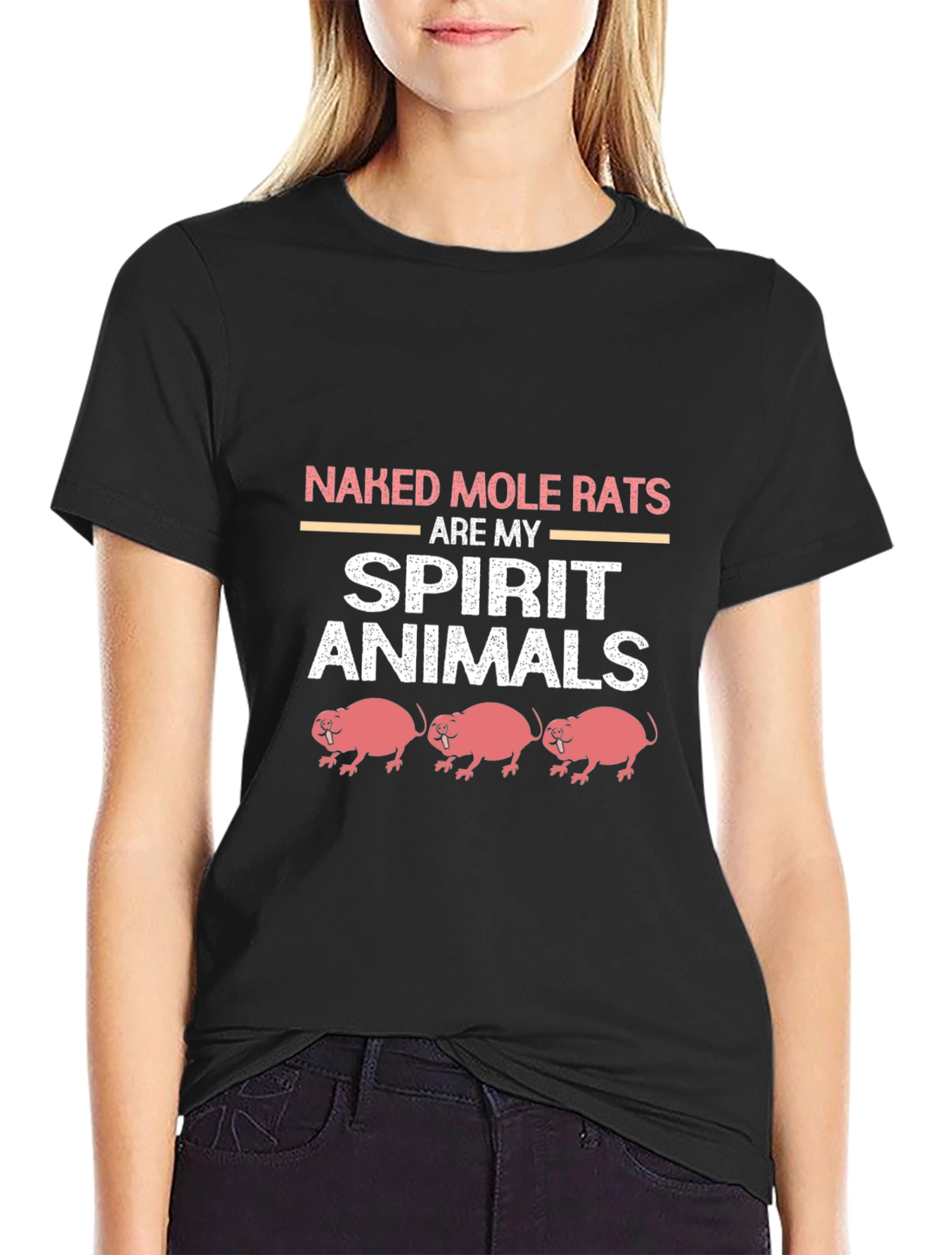 Black Naked Mole Rats Spirit Animal T-Shirt view 2