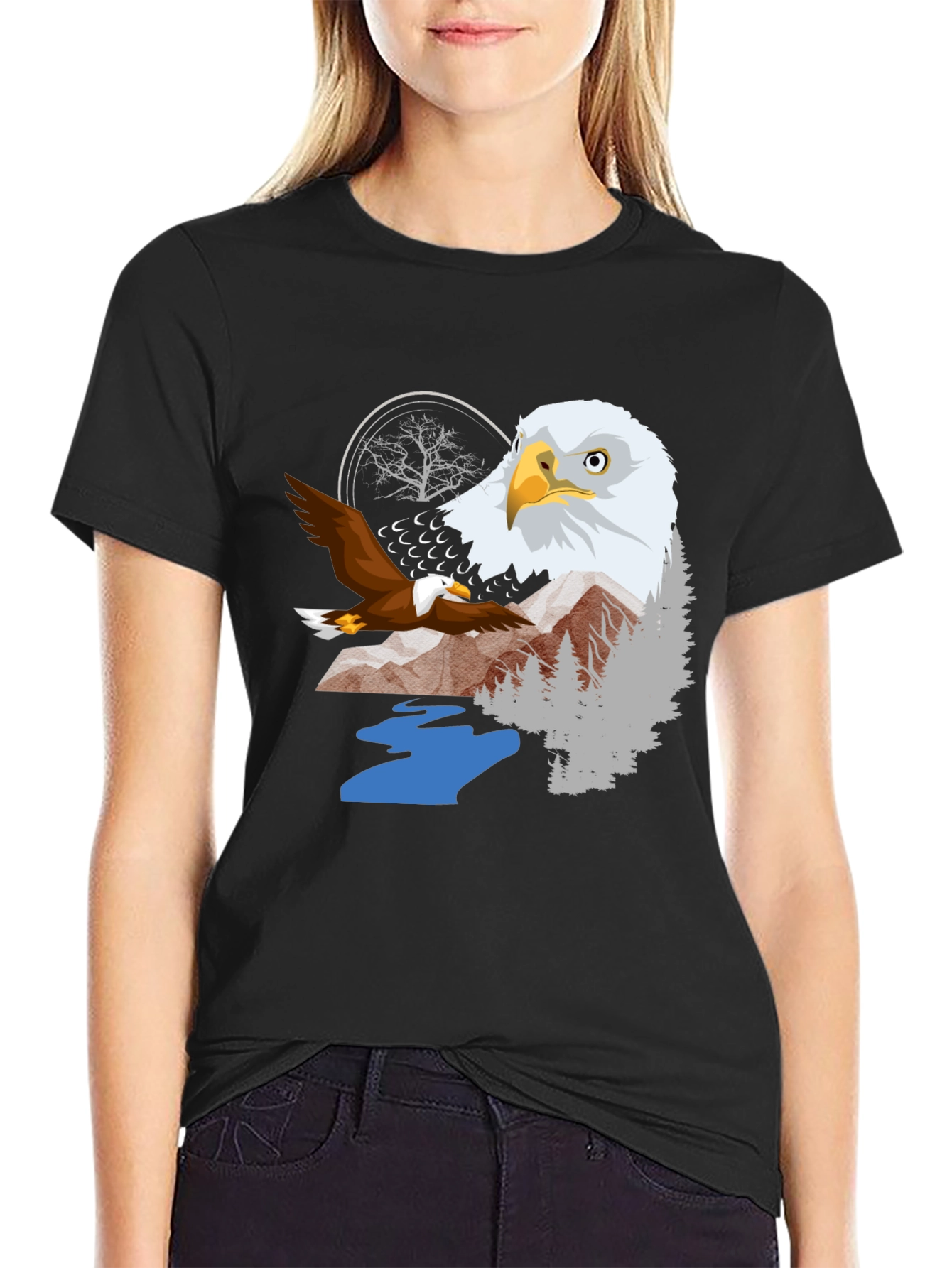 Black Eagle Graphic Tee - Nature Inspired T-Shirt view 2