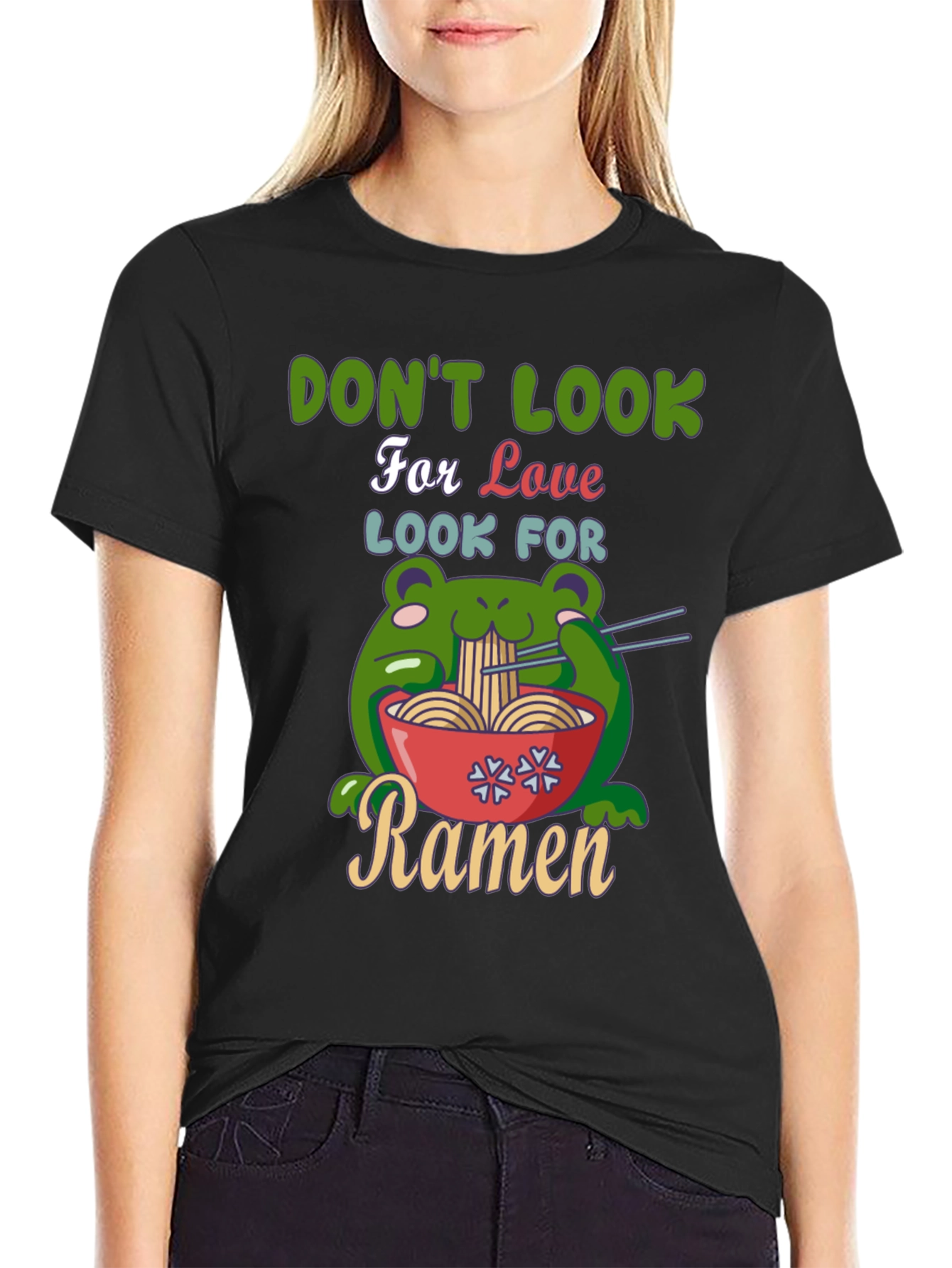Black Don't Look For Love, Look For Ramen T-Shirt view 2