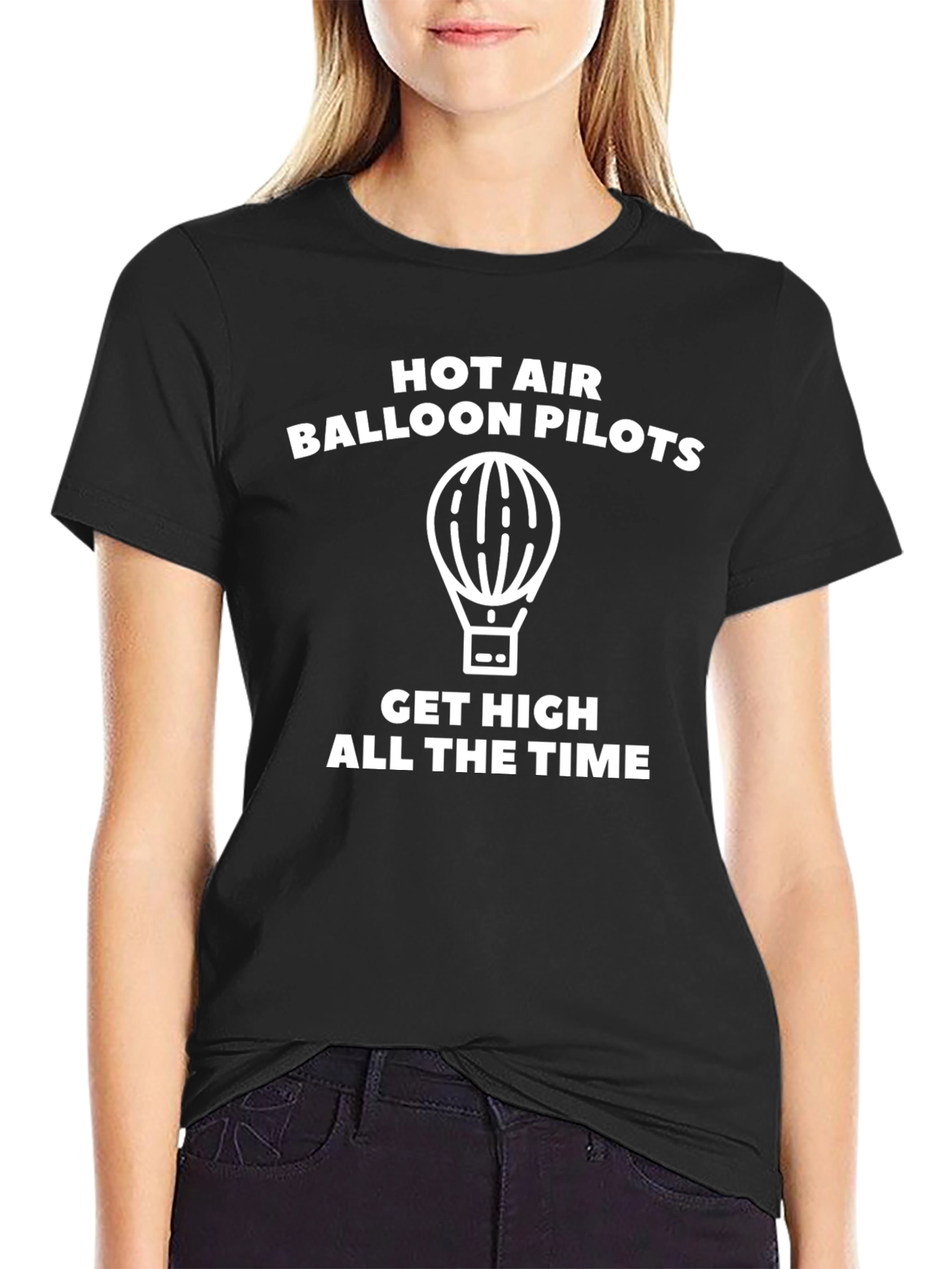 Black Hot Air Balloon Pilots Get High T-Shirt view 2