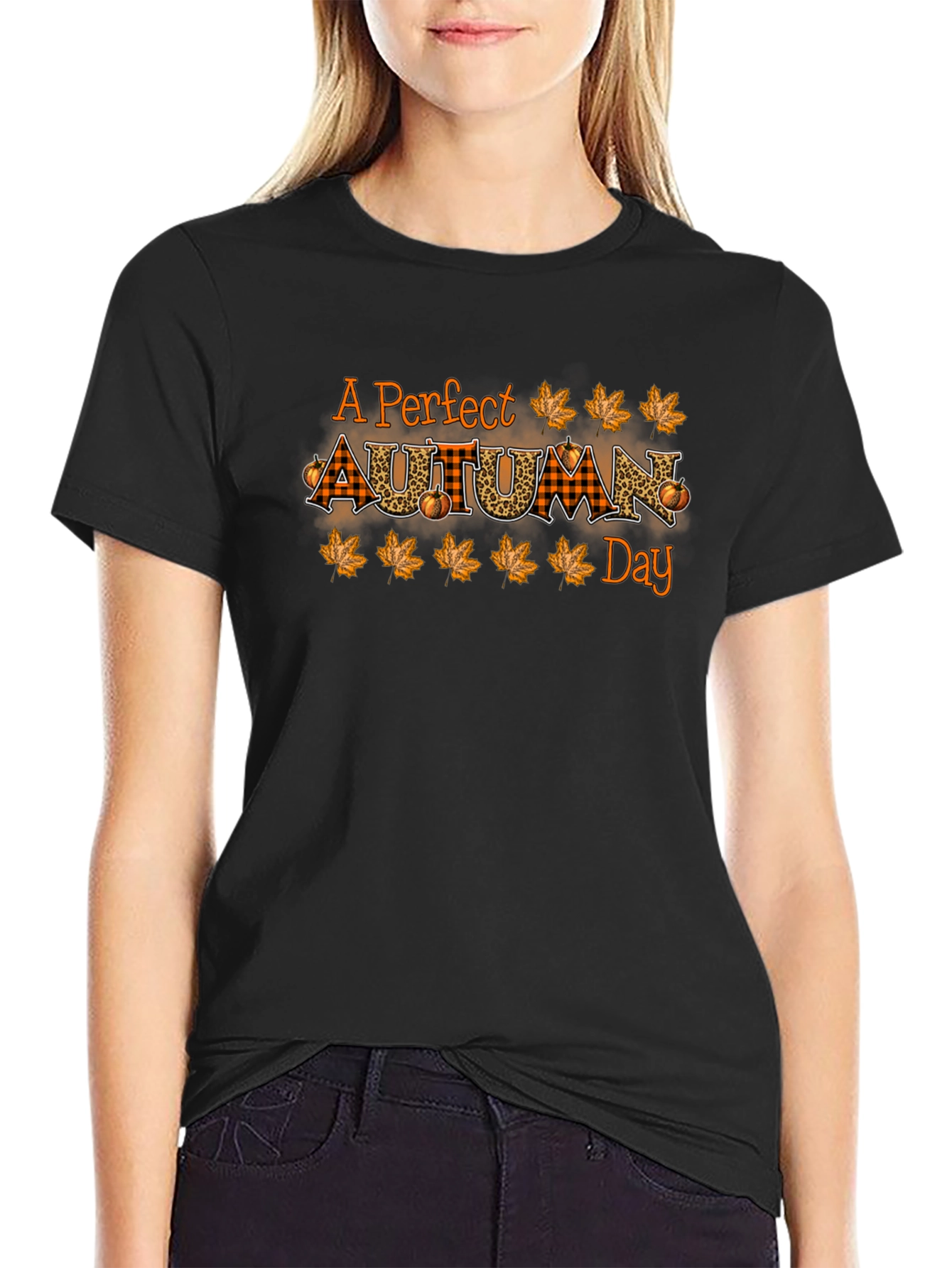 Black Perfect Autumn Day T-Shirt Fall Graphic Tee view 2