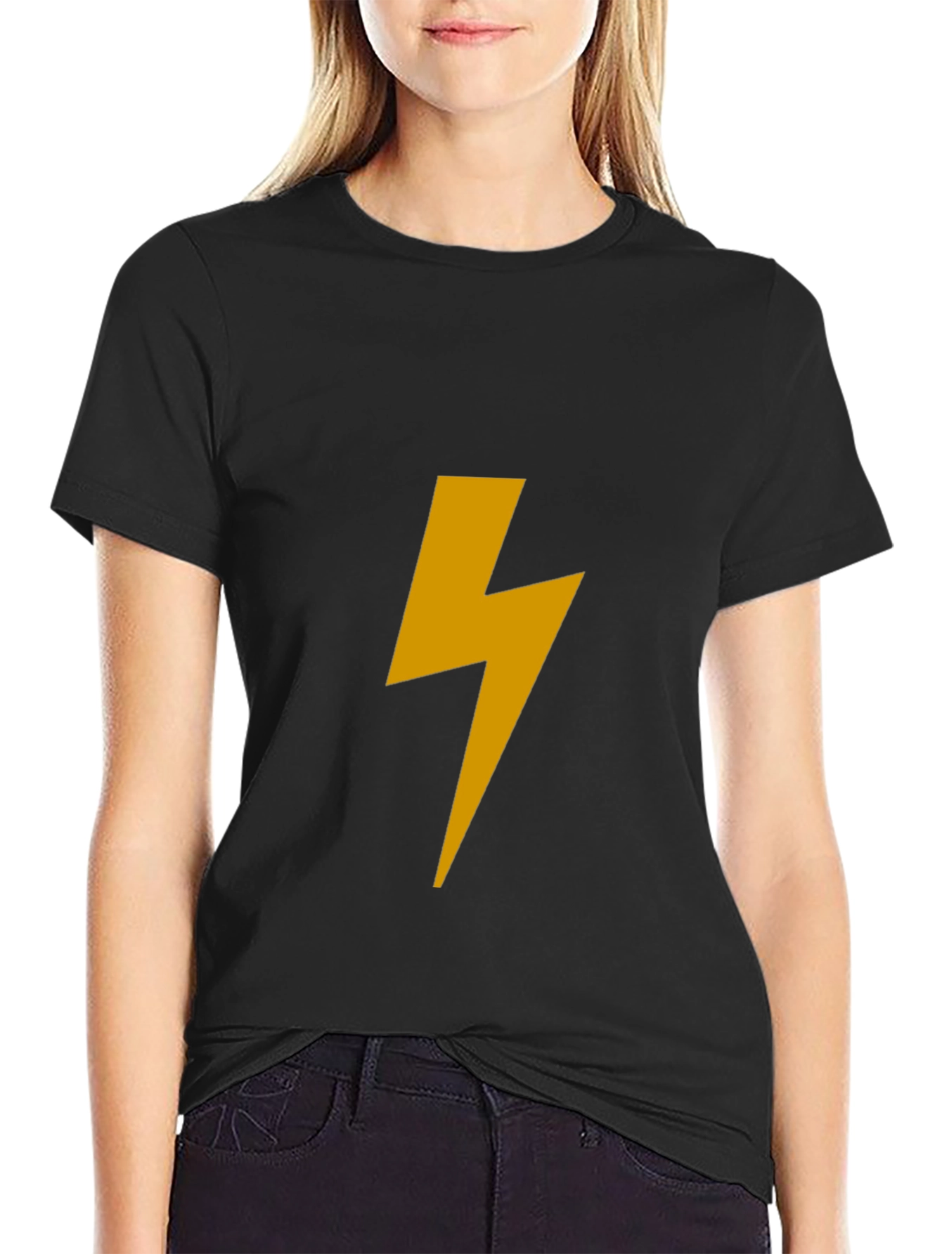 Black Black Tee with Bold Lightning Bolt Graphic view 2