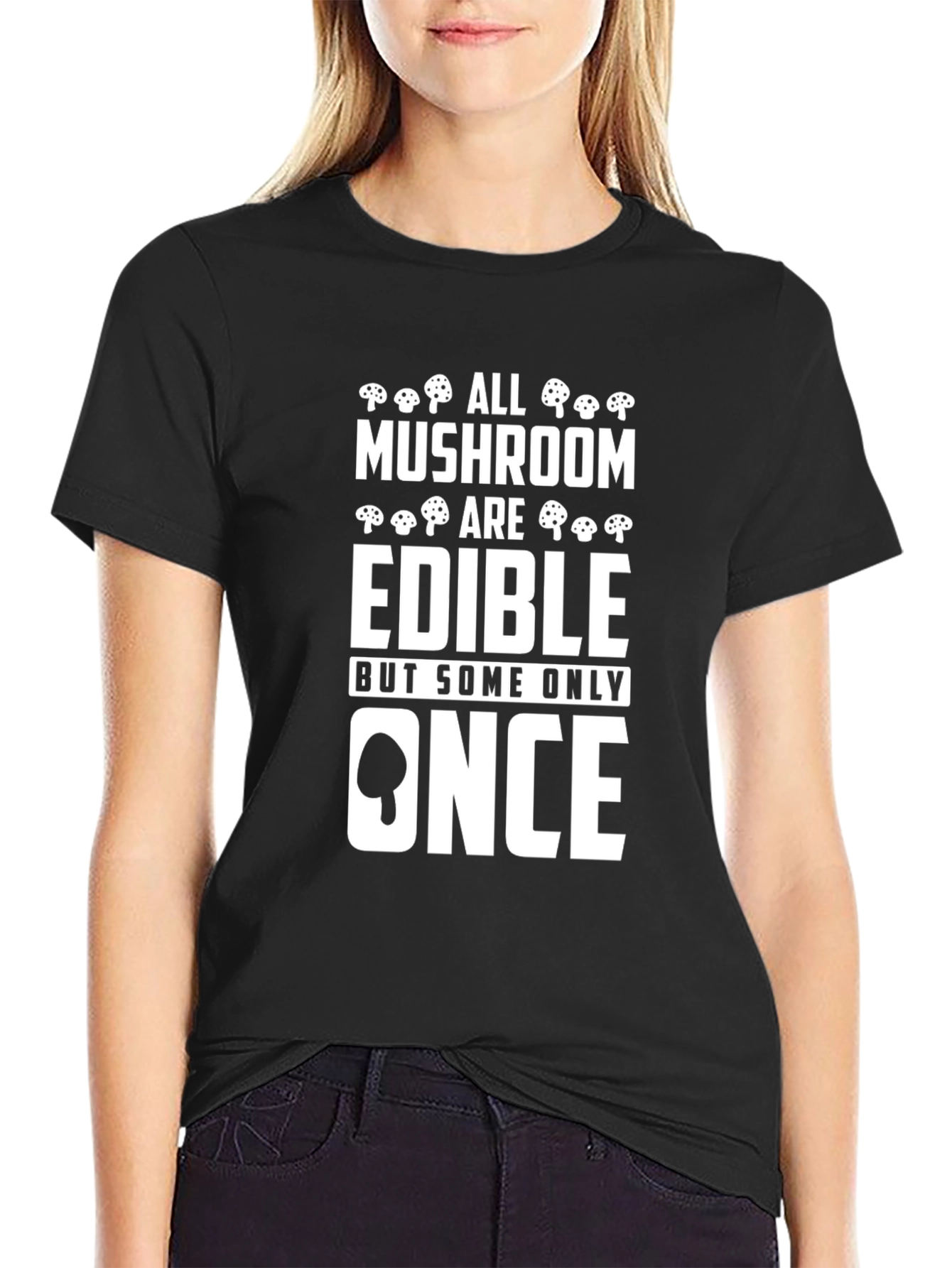 Black Mushroom Edible T-Shirt Funny Nature Lover Tee view 2