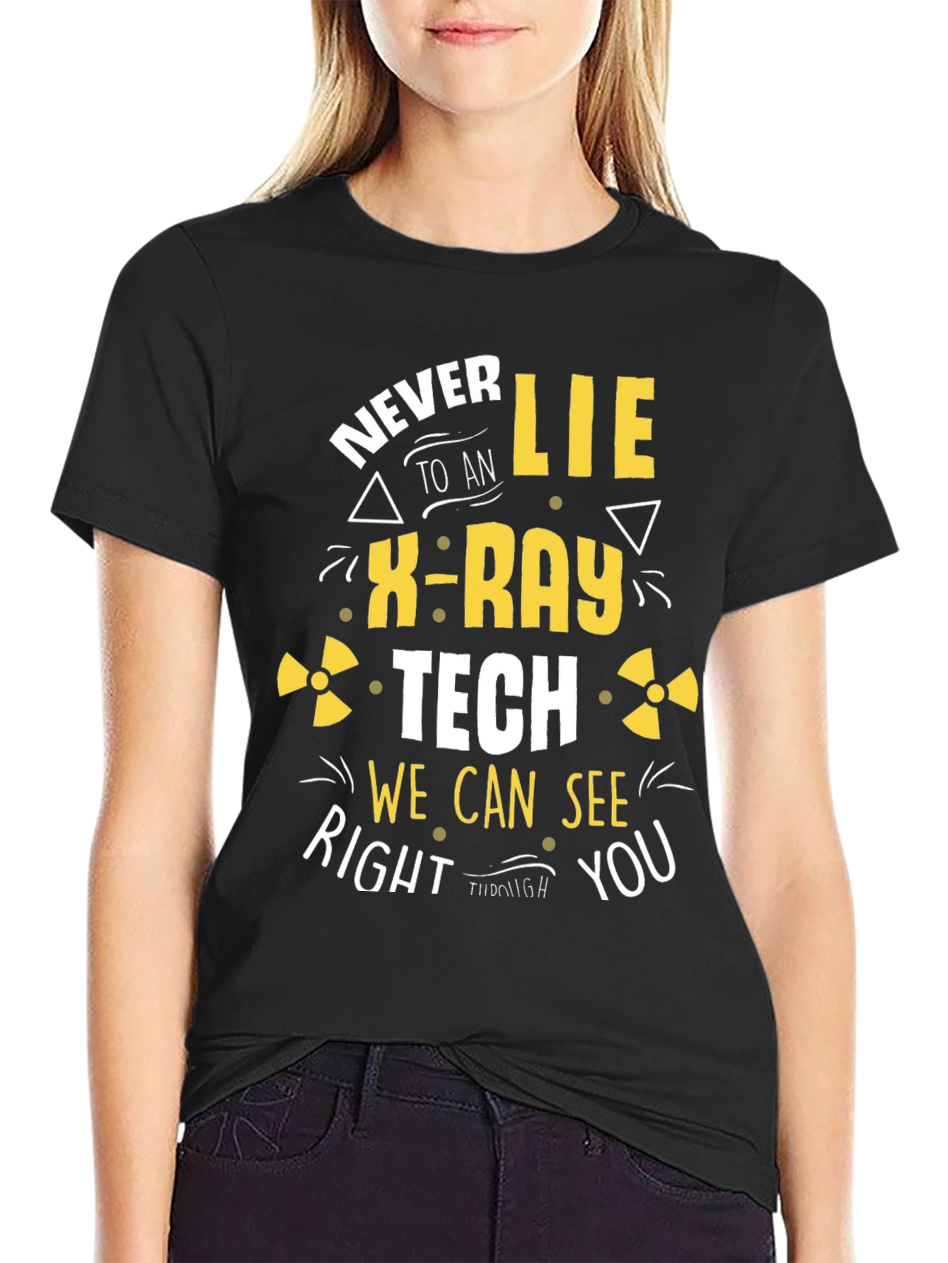 Black Never Lie to an X-Ray Tech T-Shirt - Funny Radiology Tee view 2