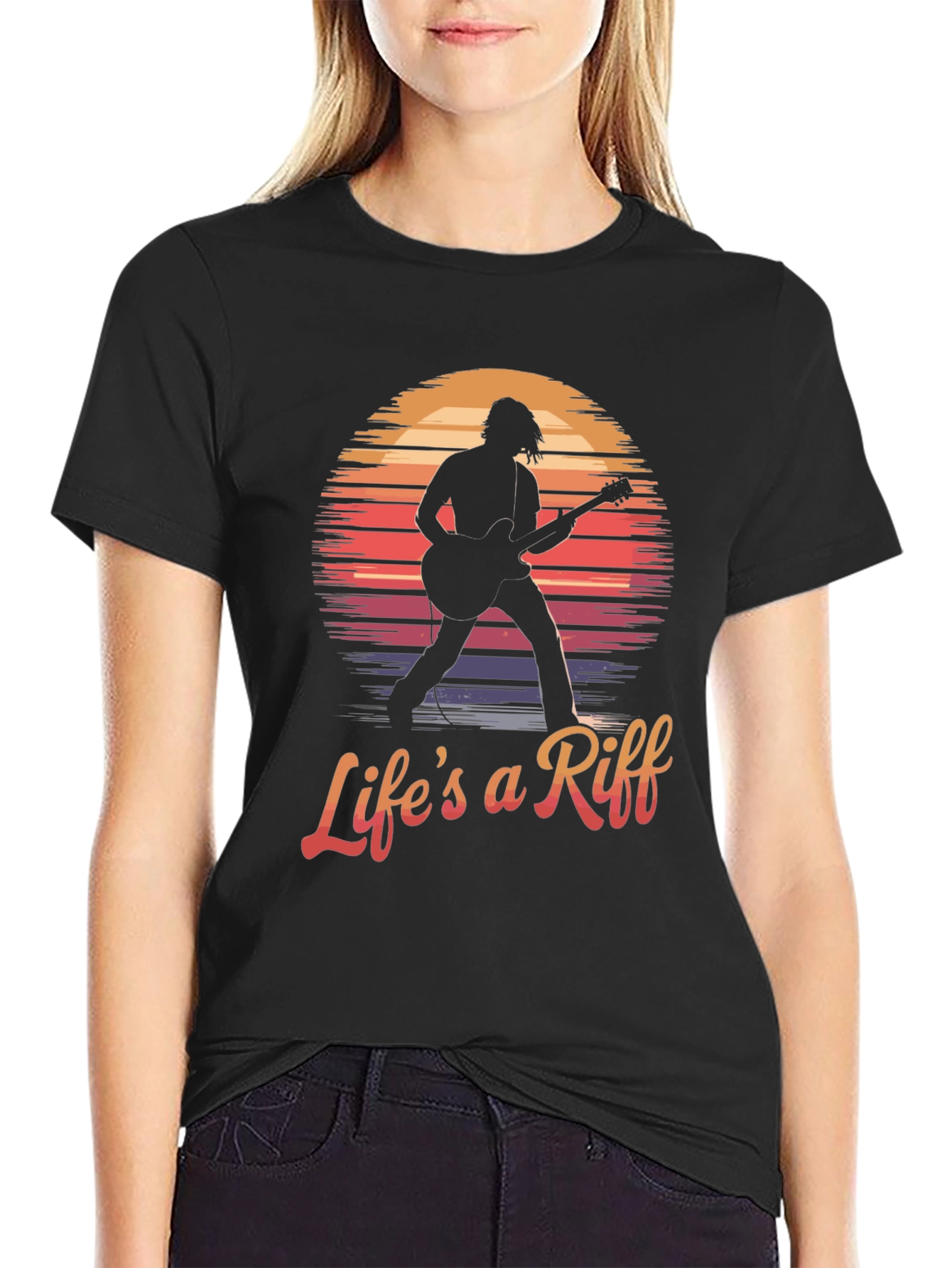 Black Life's a Riff Guitar Player Graphic Tee view 2