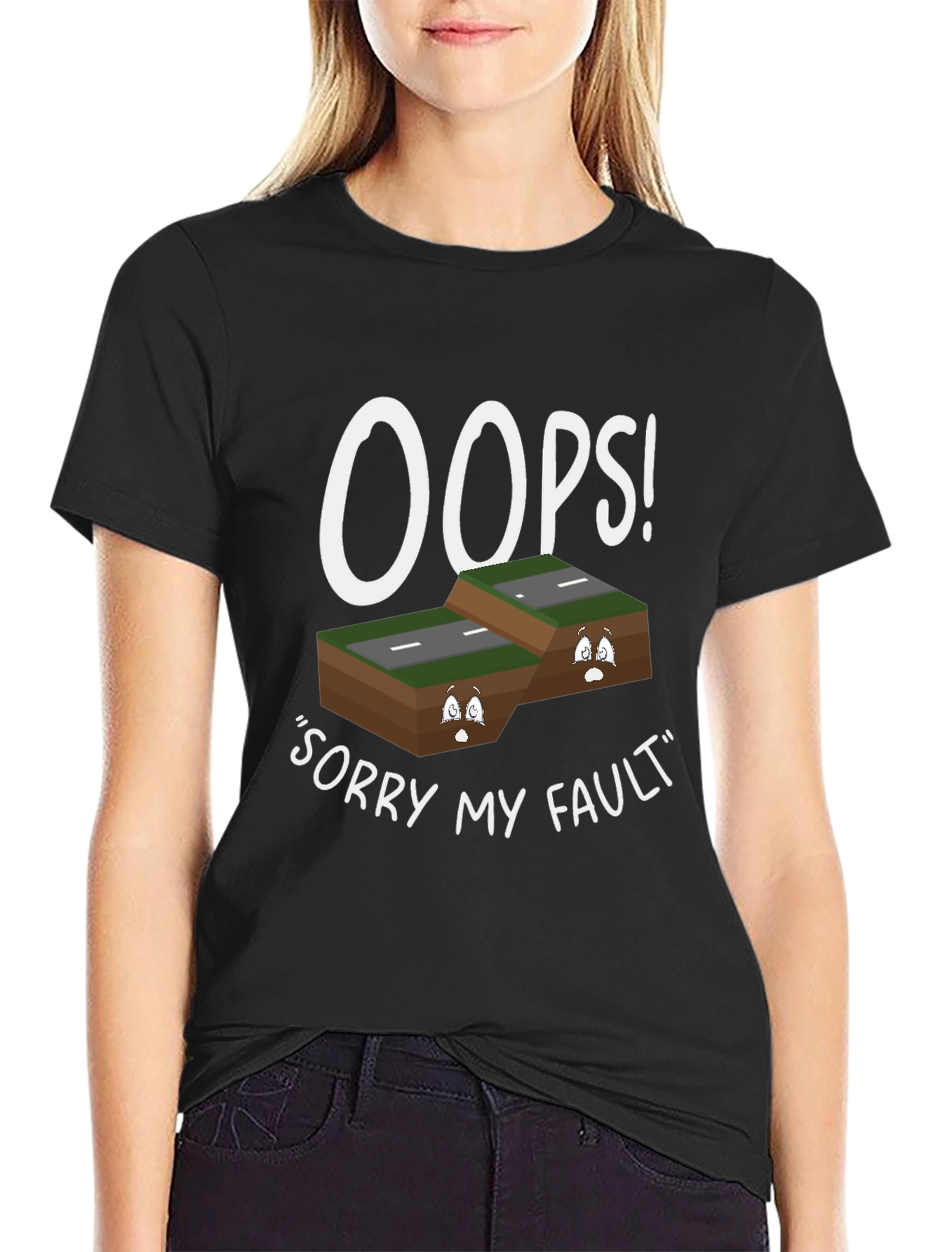 Black Oops Sorry My Fault T-Shirt view 2