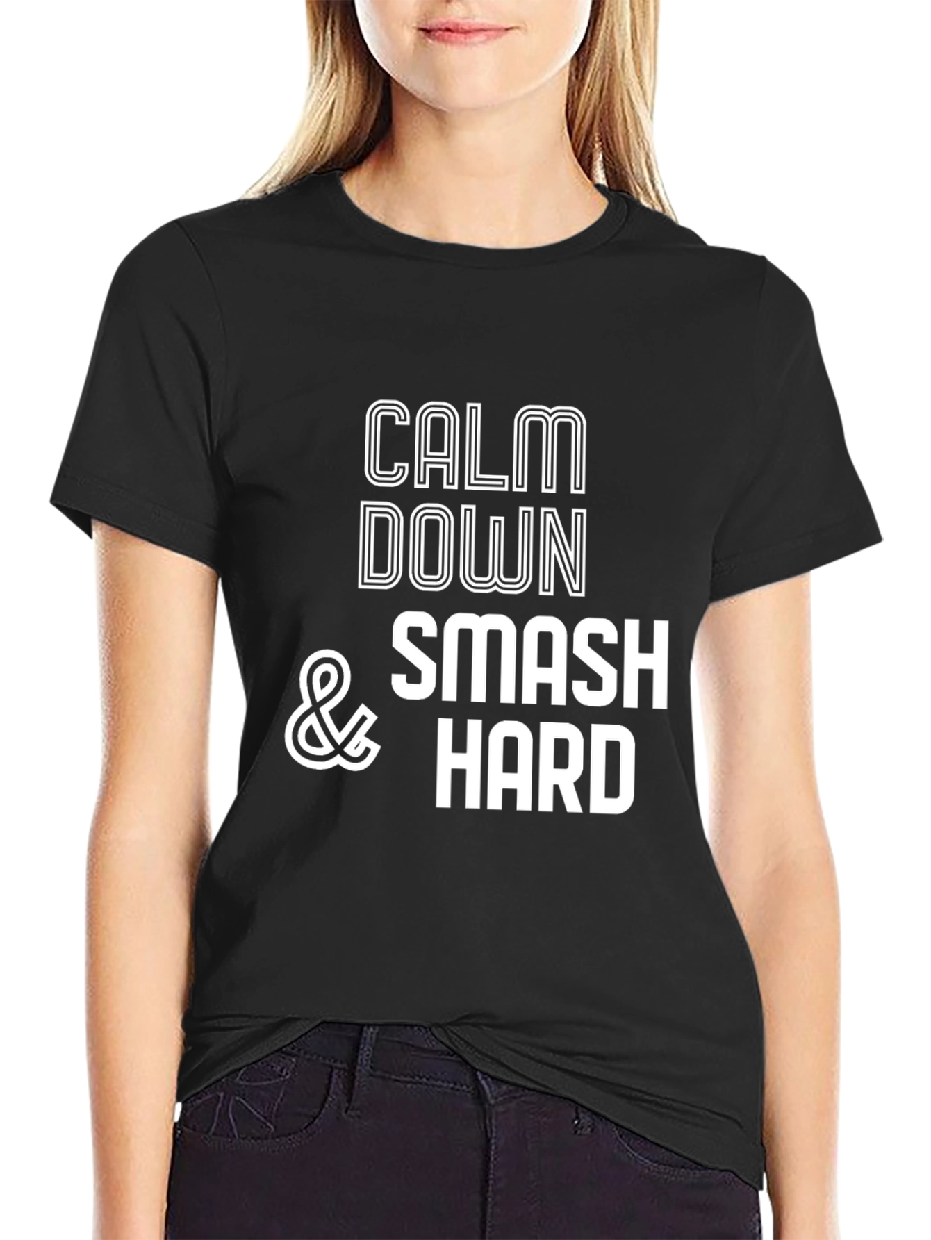 Black Calm Down & Smash Hard Graphic Tee view 2