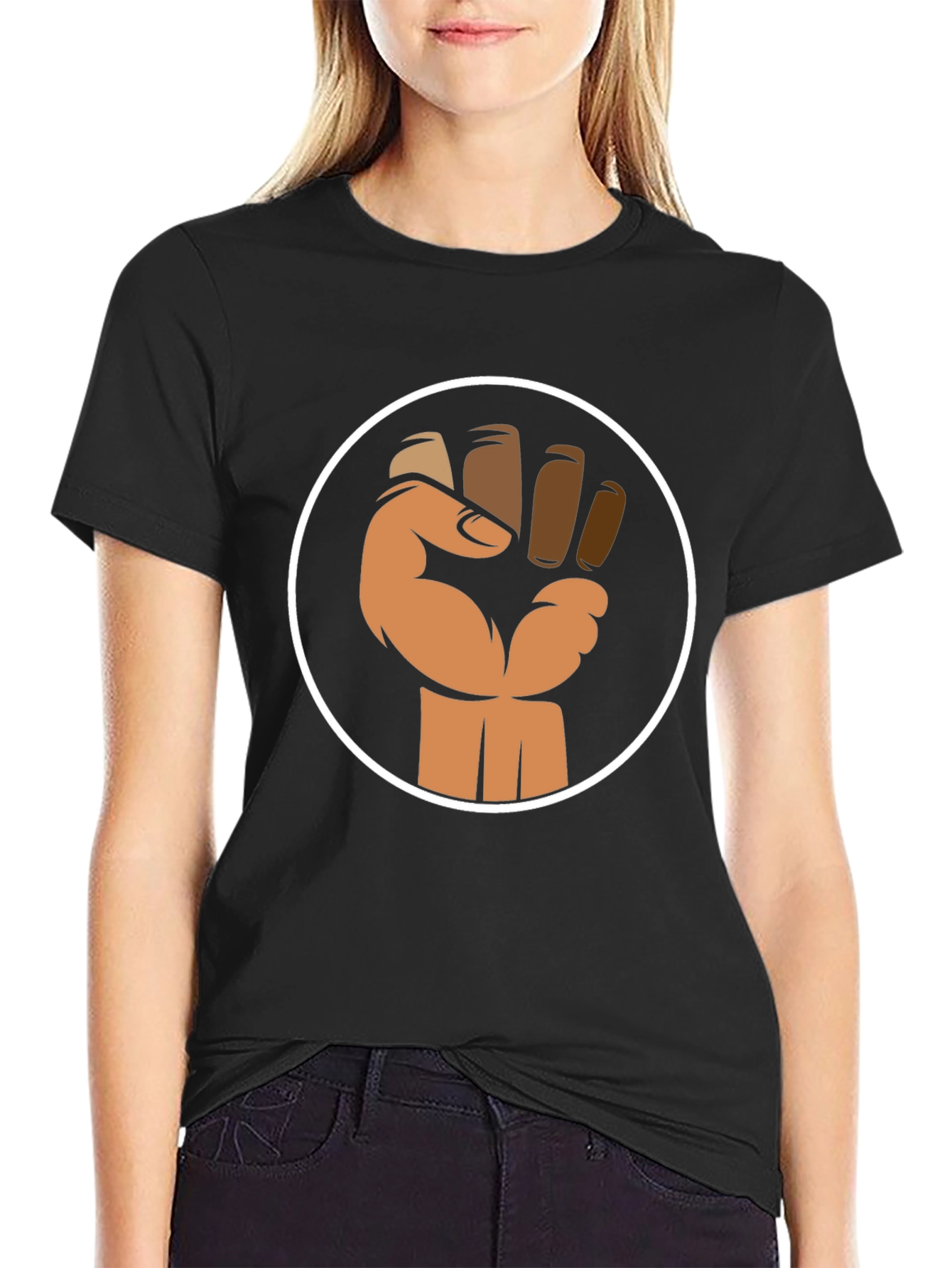 Black Empowered Fist Graphic Tee - Black view 2
