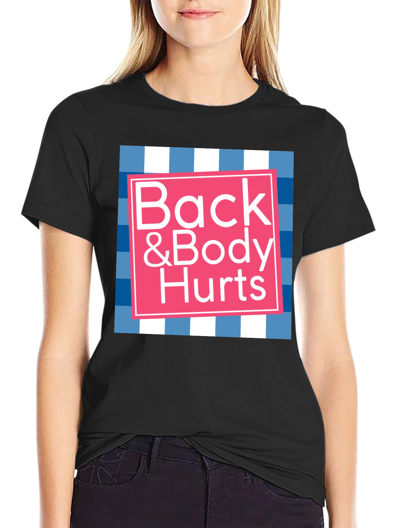 Black Back & Body Hurts Graphic T-Shirt - Novelty Tee view 2