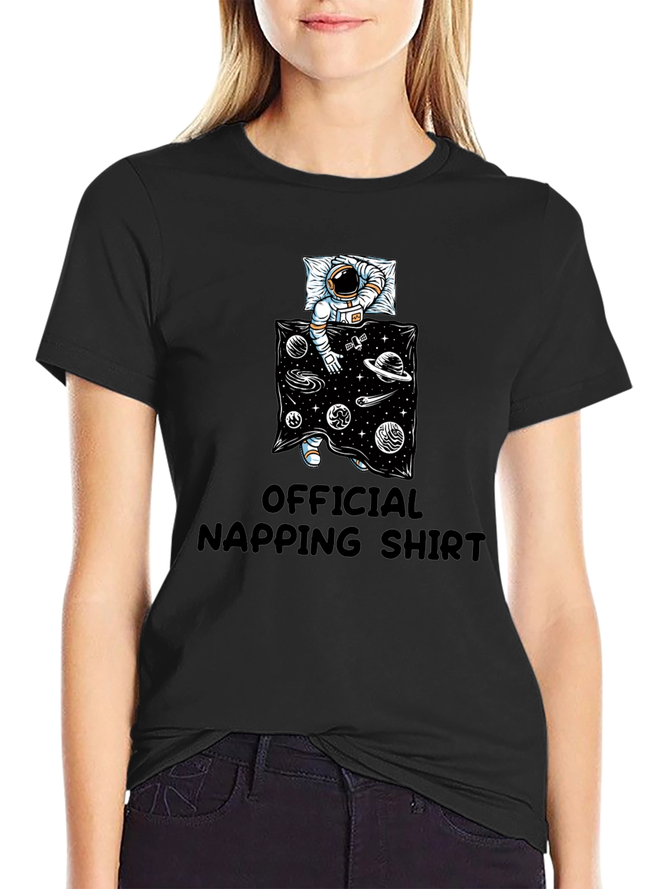 Black Astronaut Napping Shirt - Relax in Style view 2