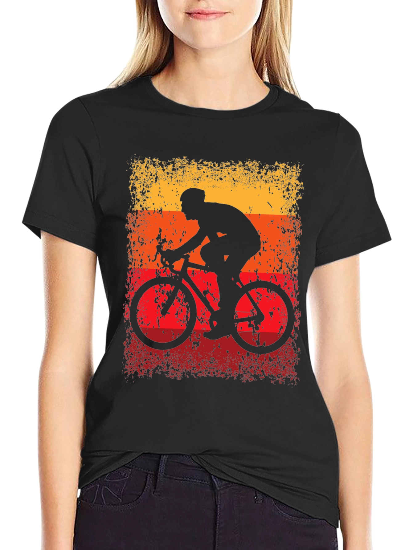 Black Retro Cycling T-Shirt - Black Cotton Blend view 2