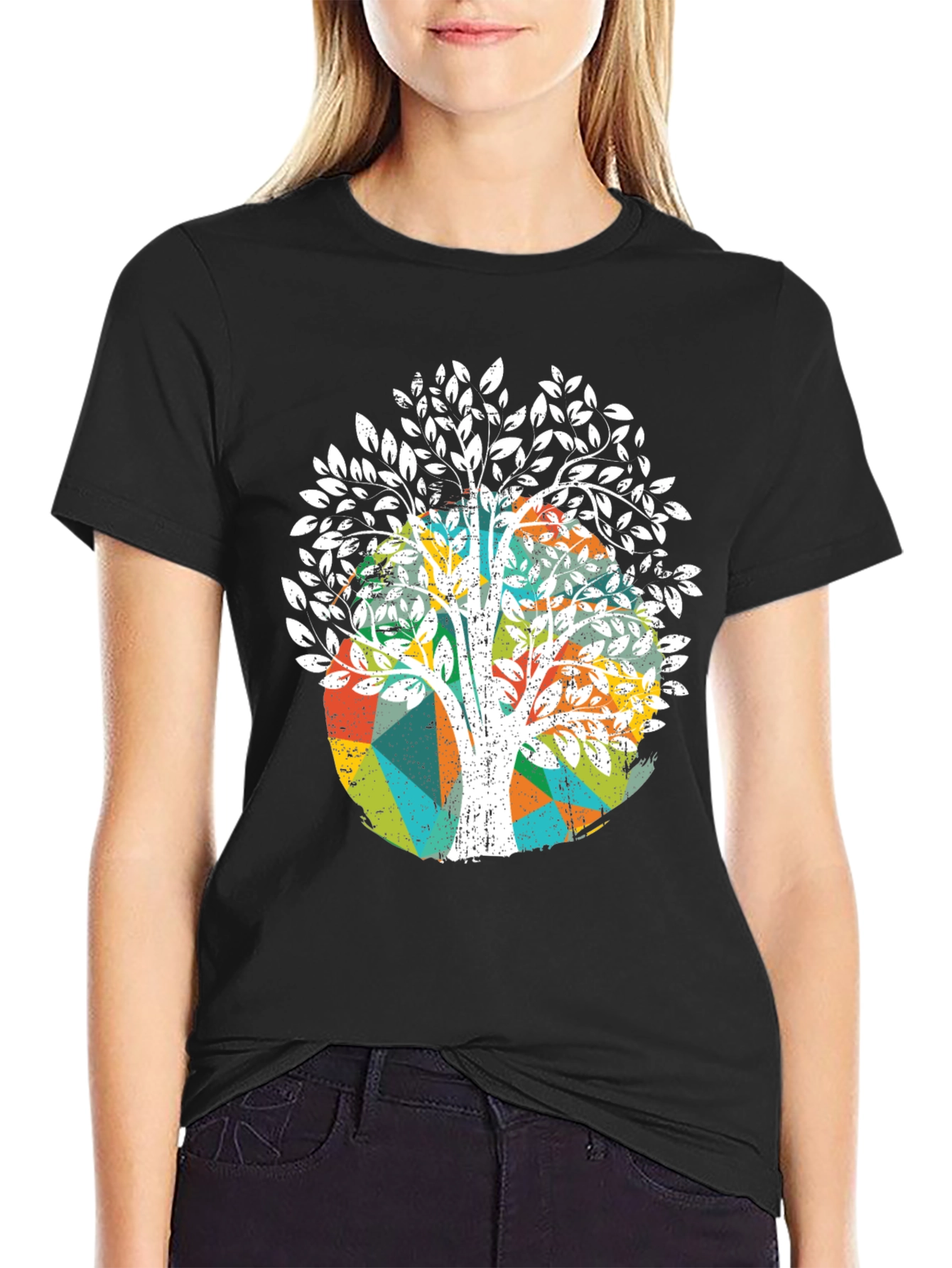 Black Abstract Tree Graphic Tee - Unique Design view 2