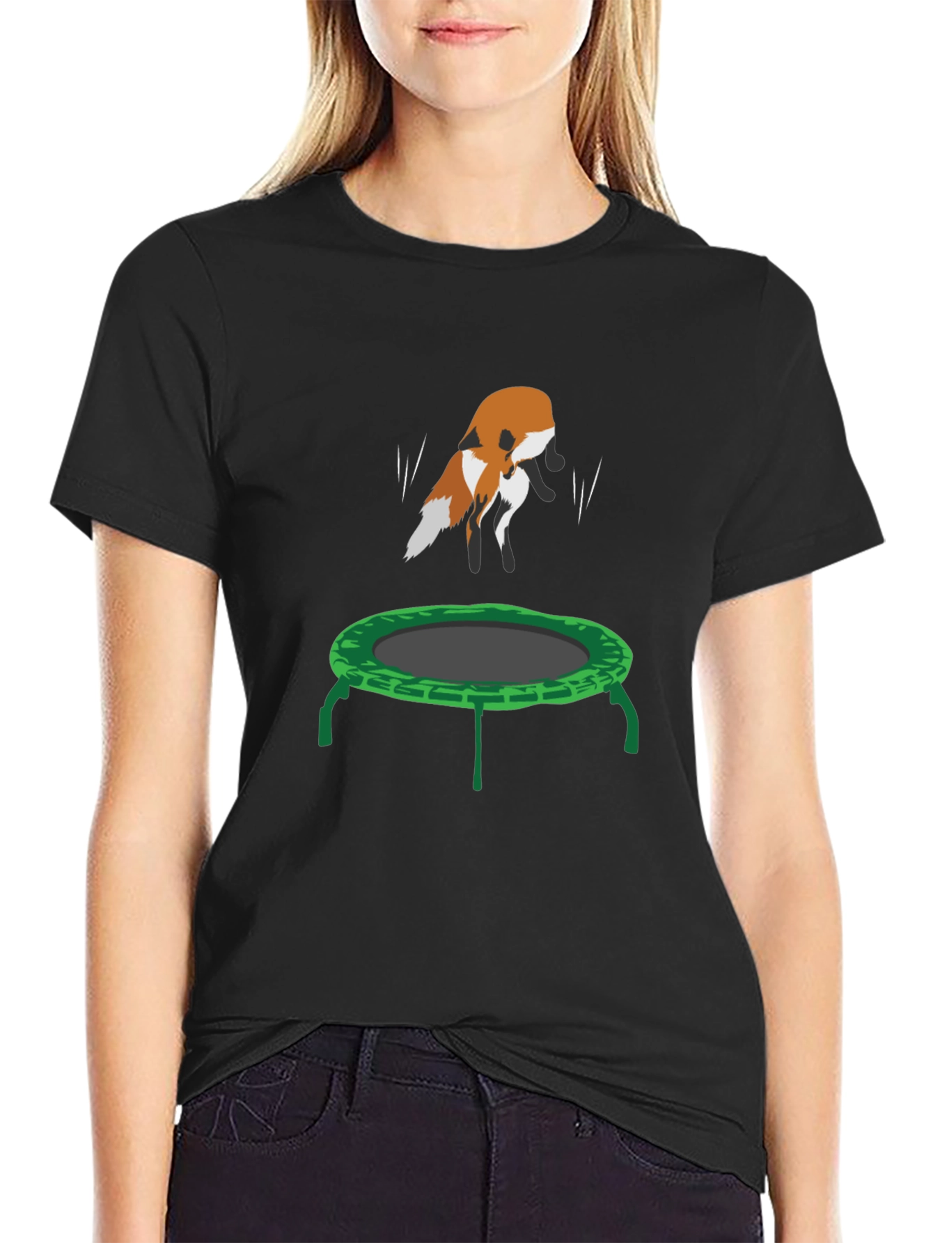 Black Fox Trampoline Graphic Tee - Fun Animal Design! view 2