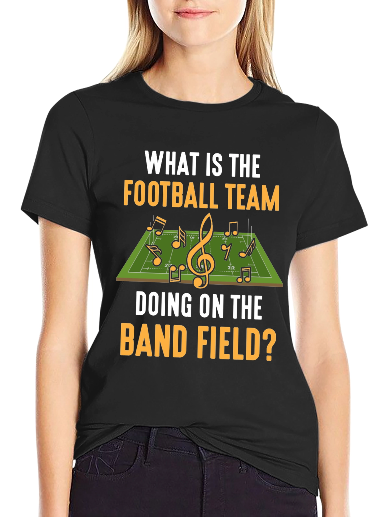 Black Football Team Band Field T-Shirt view 2