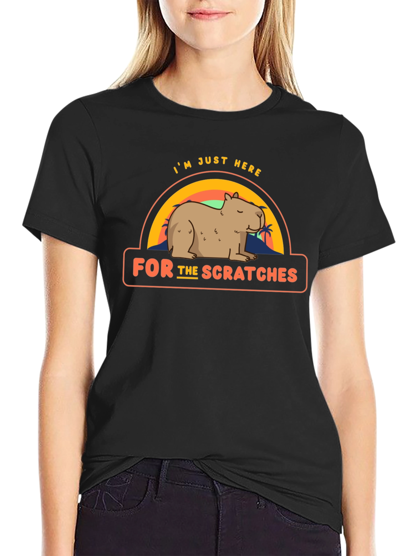 Black Capybara T-Shirt - I'm Just Here for the Scratches view 2