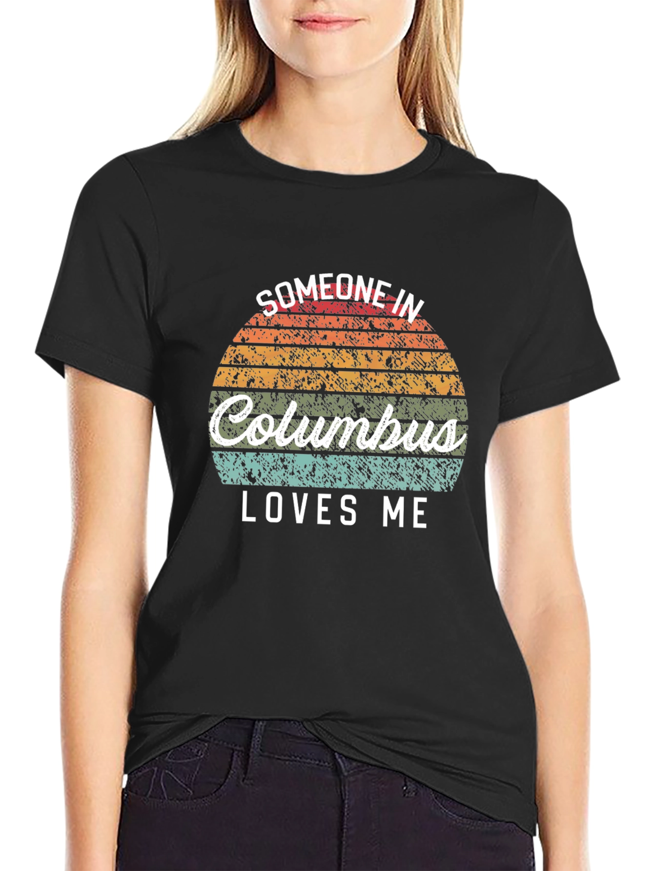 Black Columbus Loves Me Graphic T-Shirt view 2