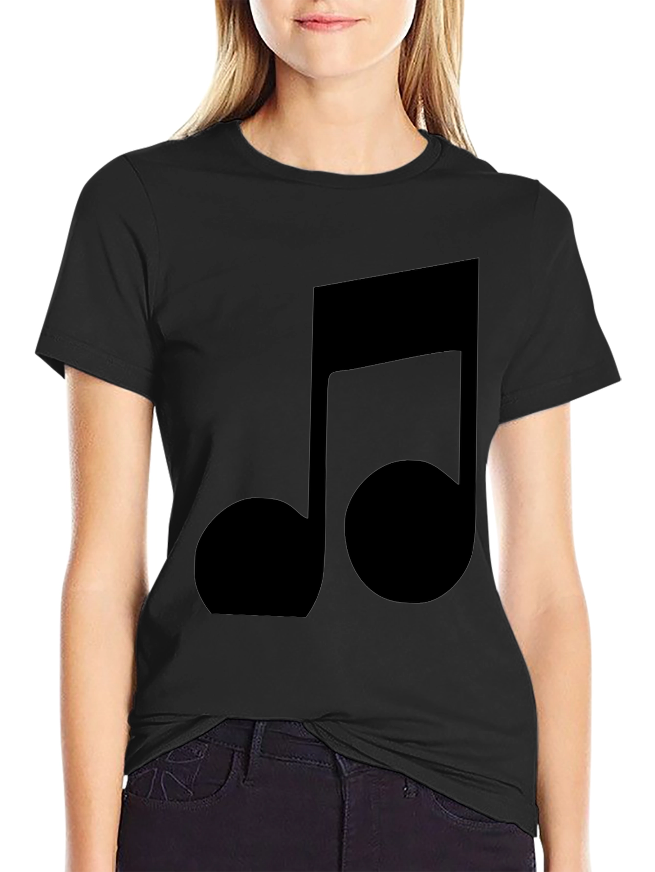 Black Black Music Note T-Shirt - Stylish & Comfortable view 2