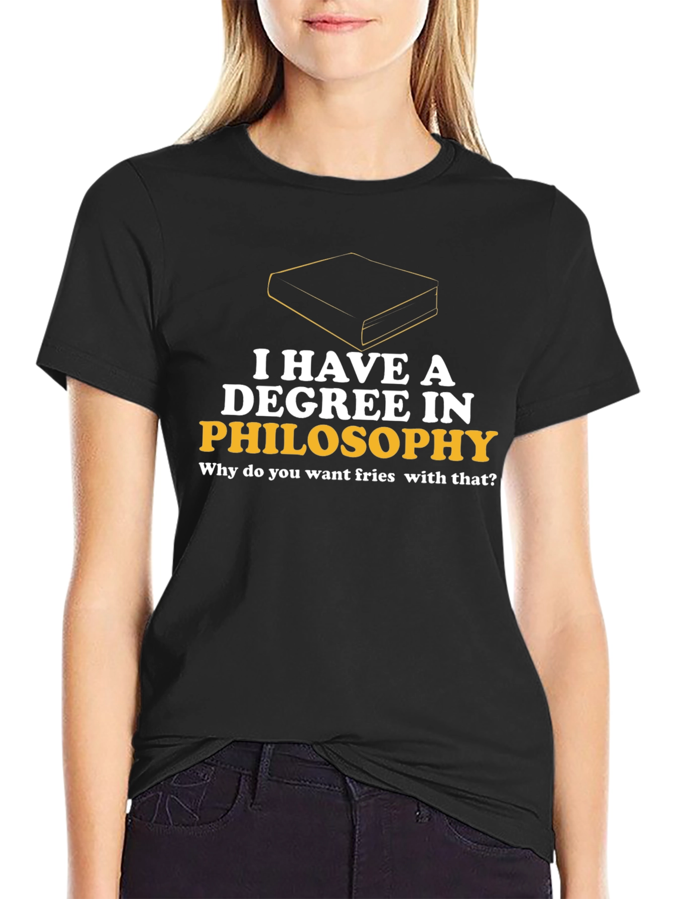 Black Philosophy Degree T-Shirt - Fries with That? view 2