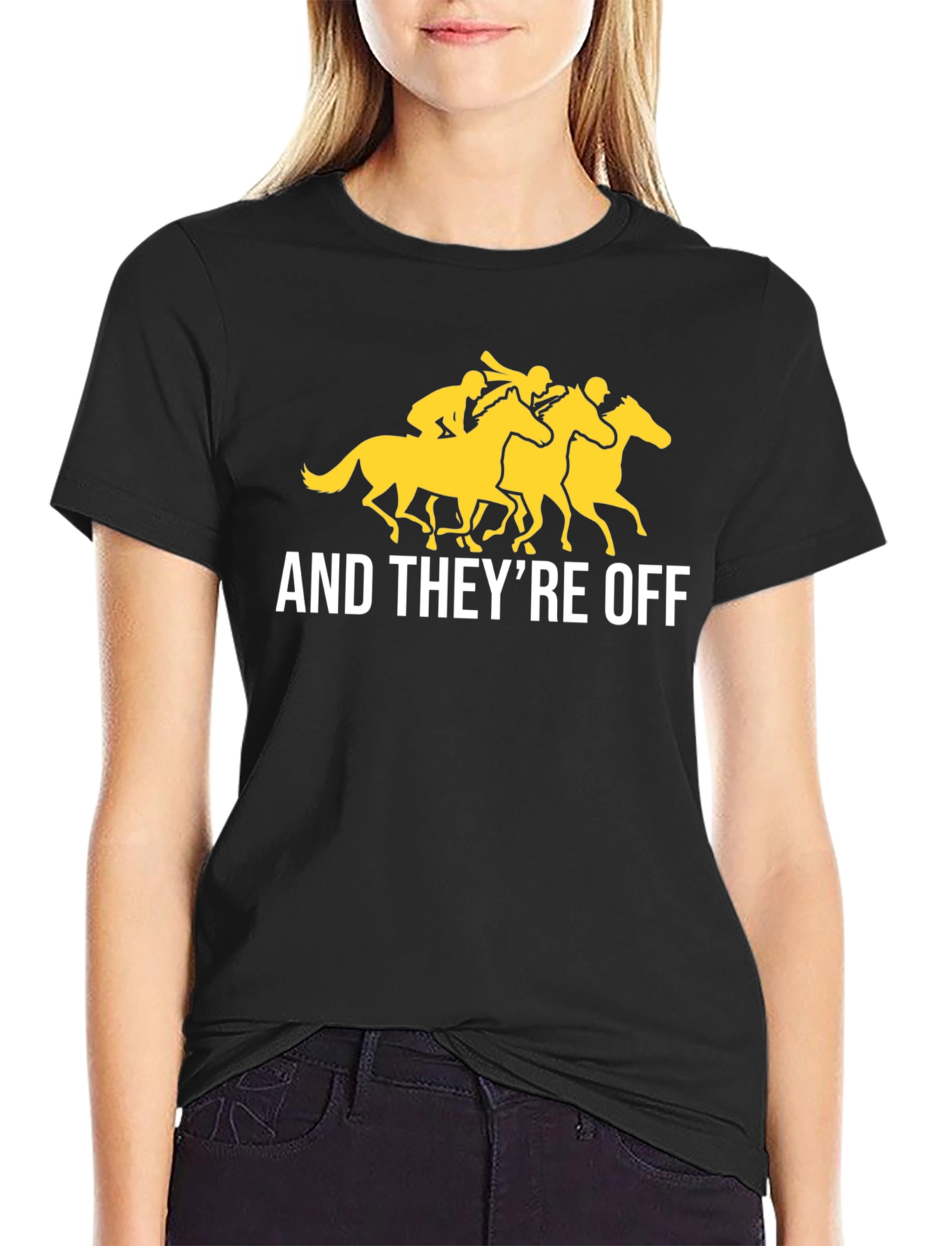 Black And They're Off T-Shirt - Horse Racing Tee view 2