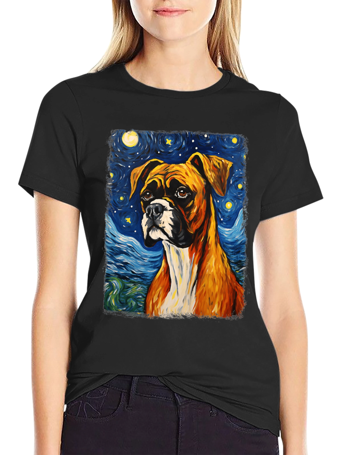 Boxer Dog Starry Night T-Shirt - 2