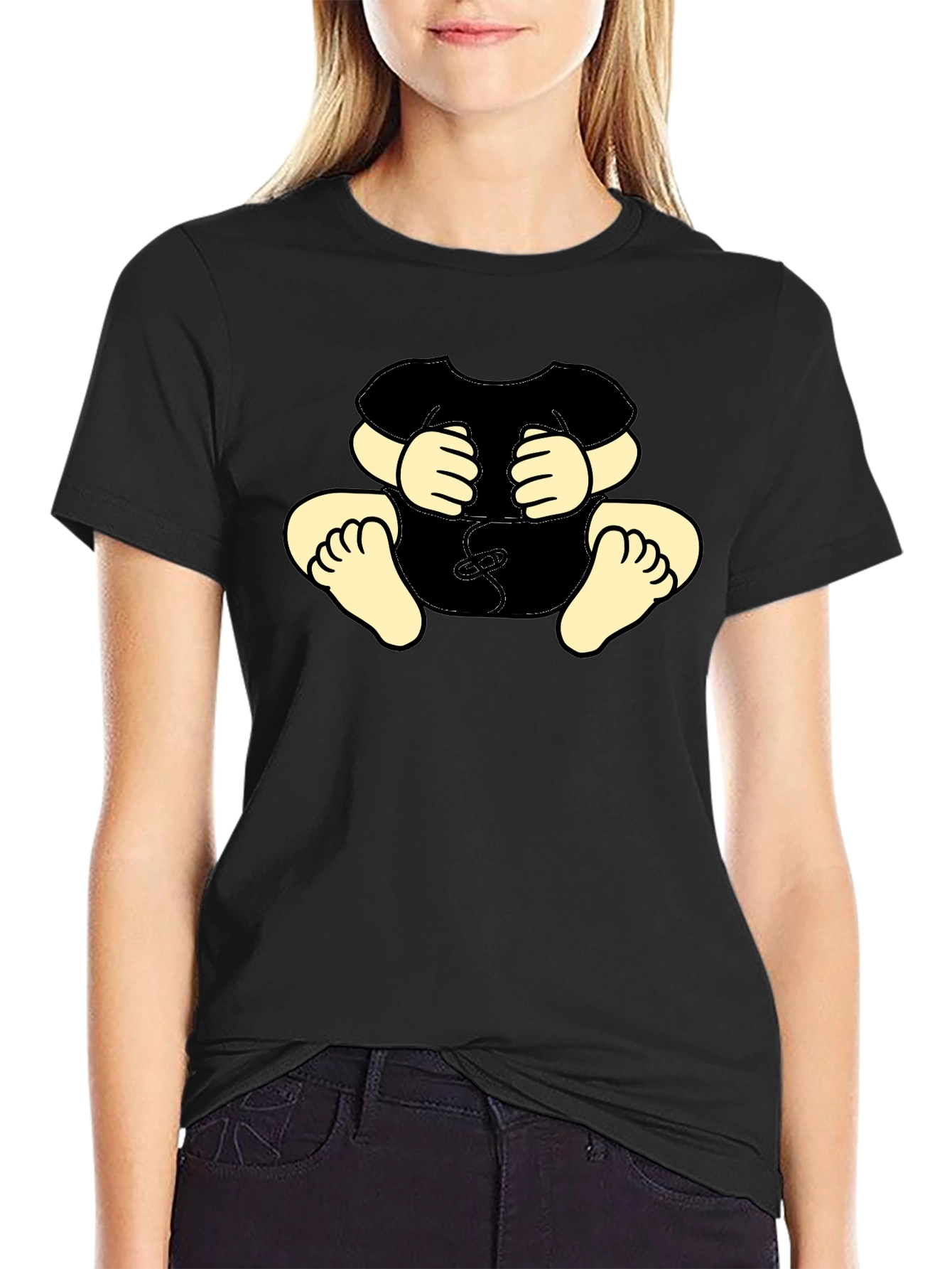 Black Funny Baby Graphic Black T-Shirt view 2