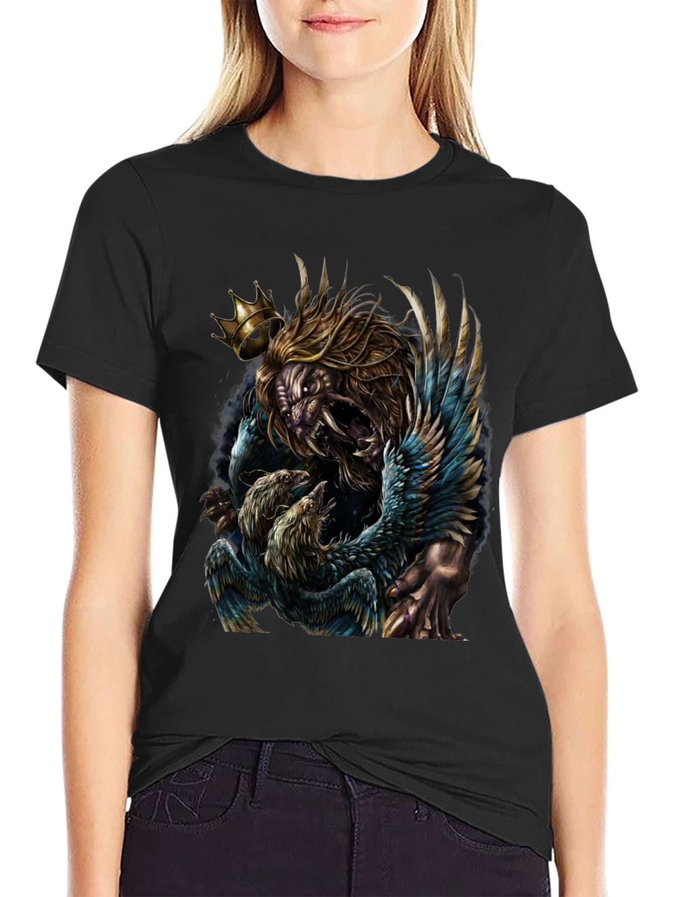 Black Lion King Graphic Tee - Unique Animal Design view 2