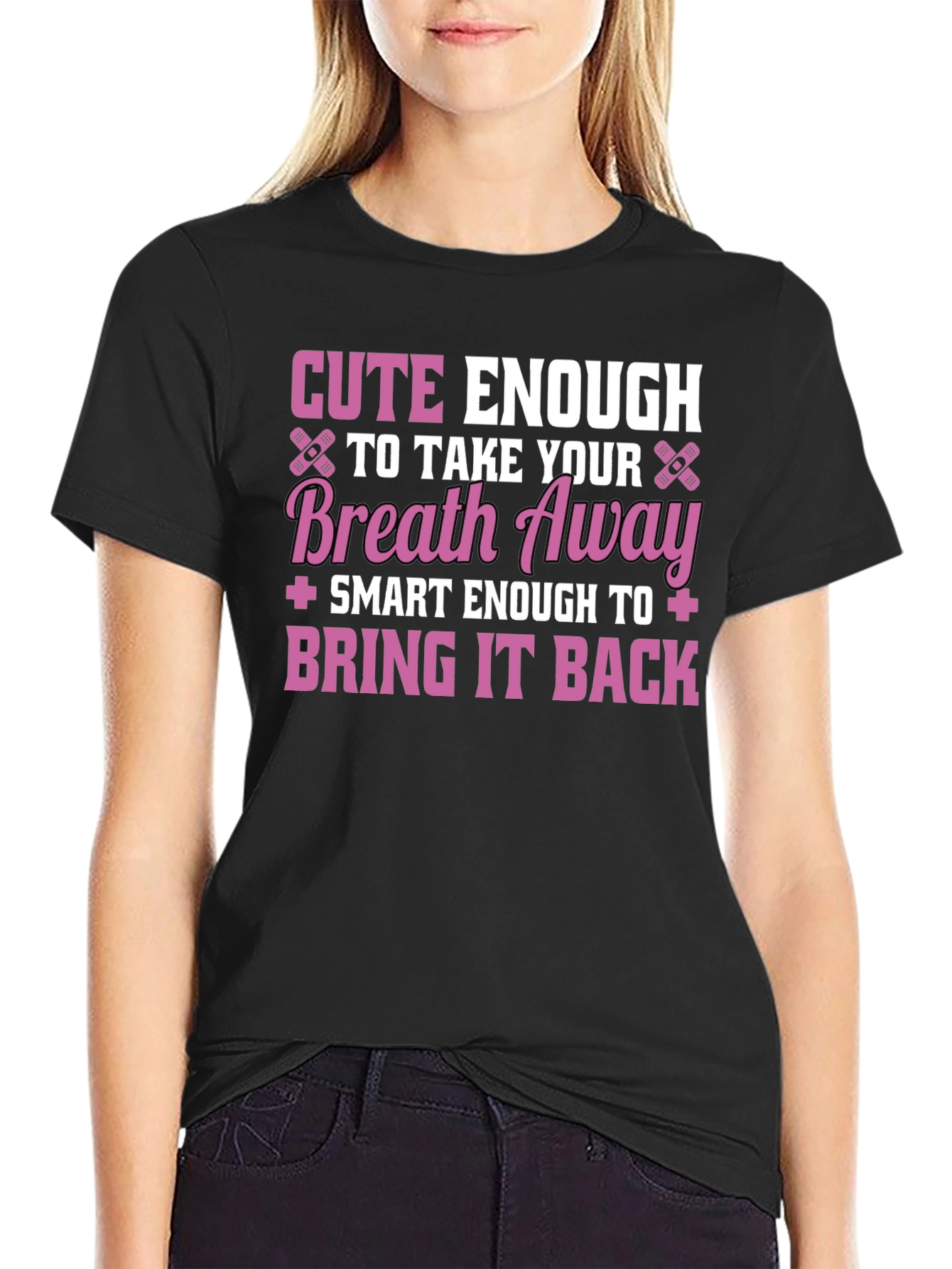 Black Cute Enough Nurse Graphic T-Shirt view 2