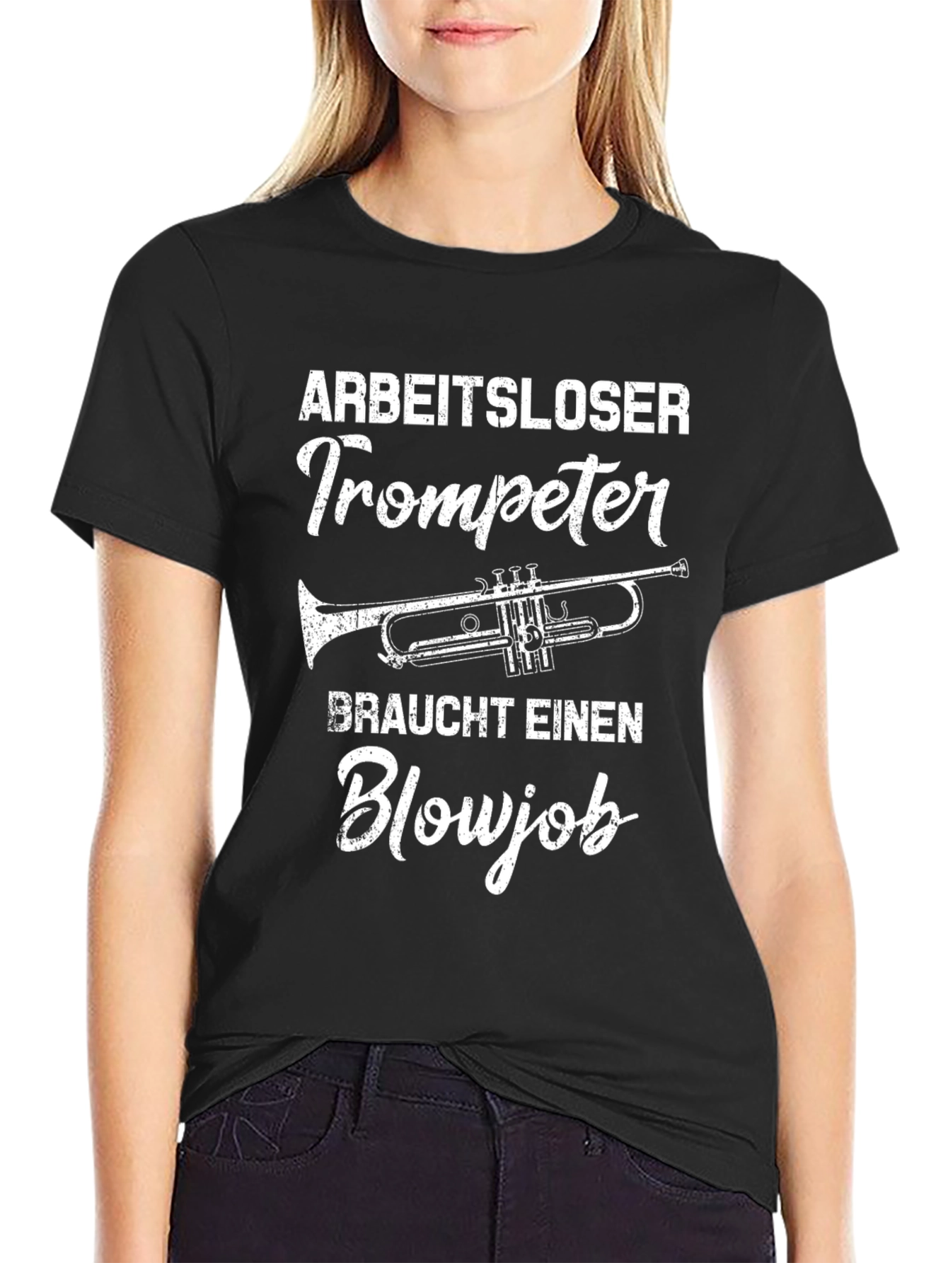 Black Arbeitsloser Trompeter Blowjob T-Shirt view 2