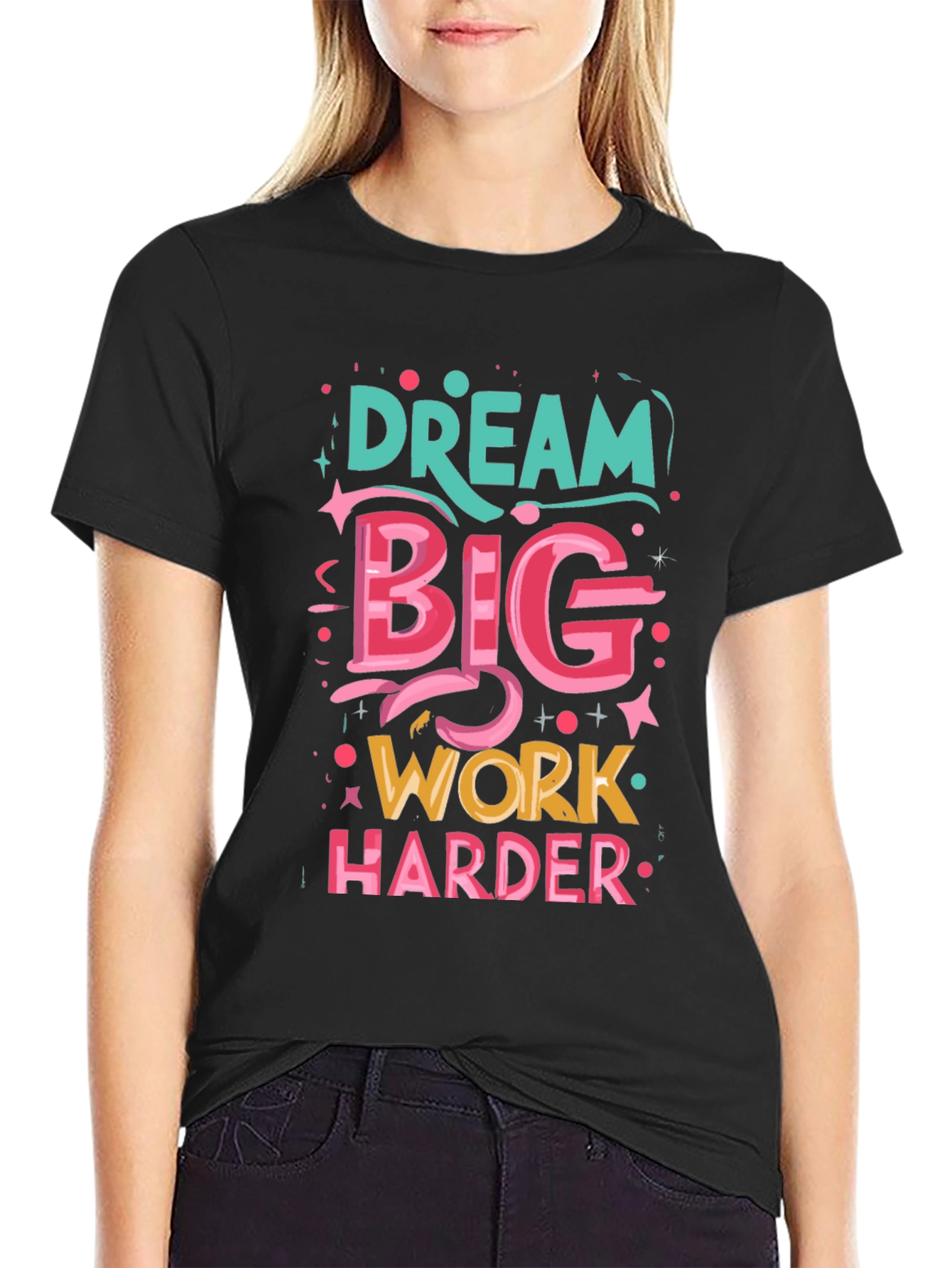 Black Dream Big T-Shirt: Motivational Graphic Tee view 2