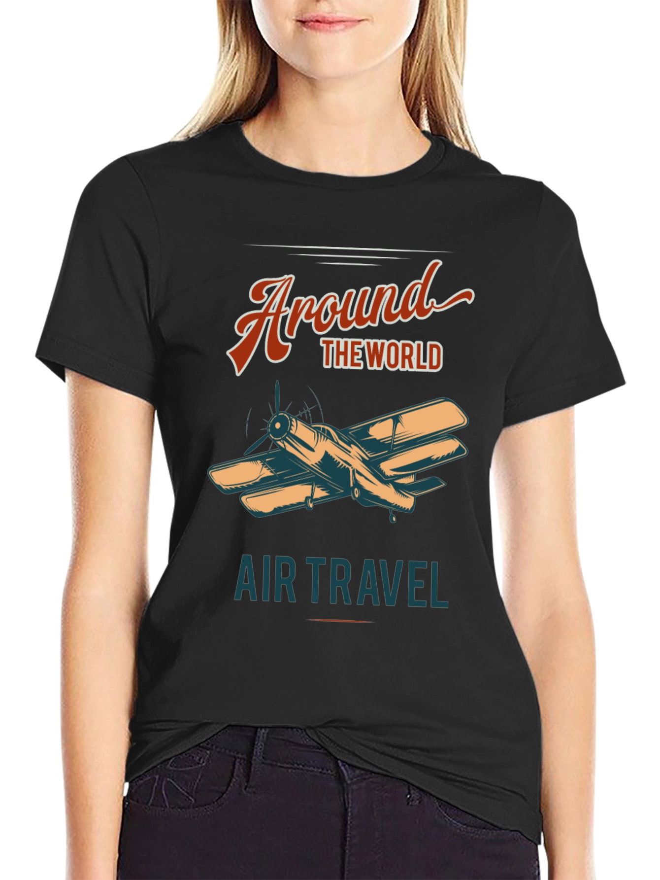 Black Around The World Air Travel Graphic Tee view 2