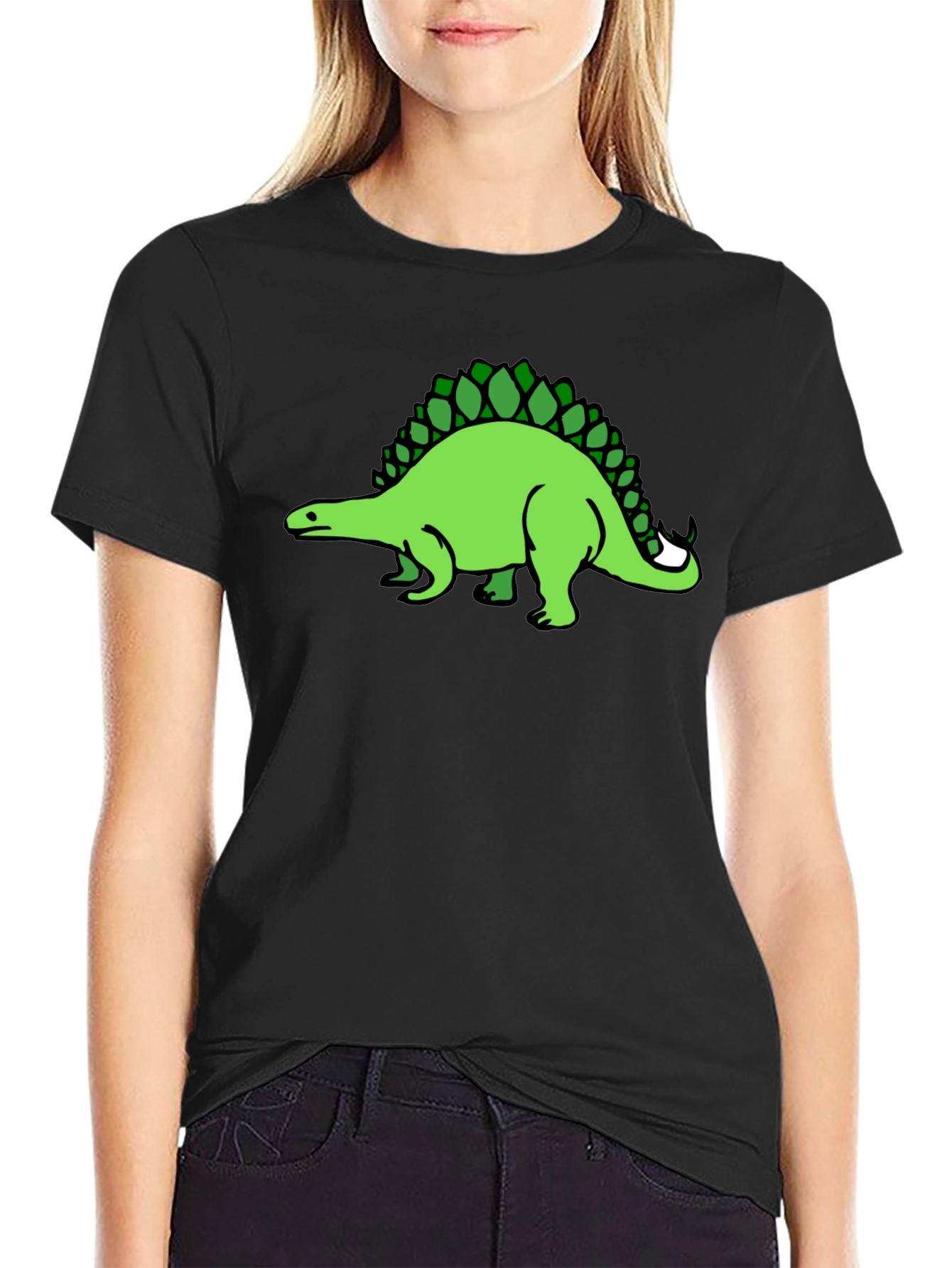 Black Dinosaur Graphic Tee - Black Cotton T-Shirt view 2