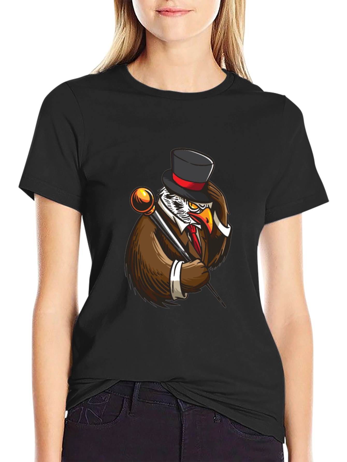 Black Dapper Owl T-Shirt - Unique Graphic Tee view 2