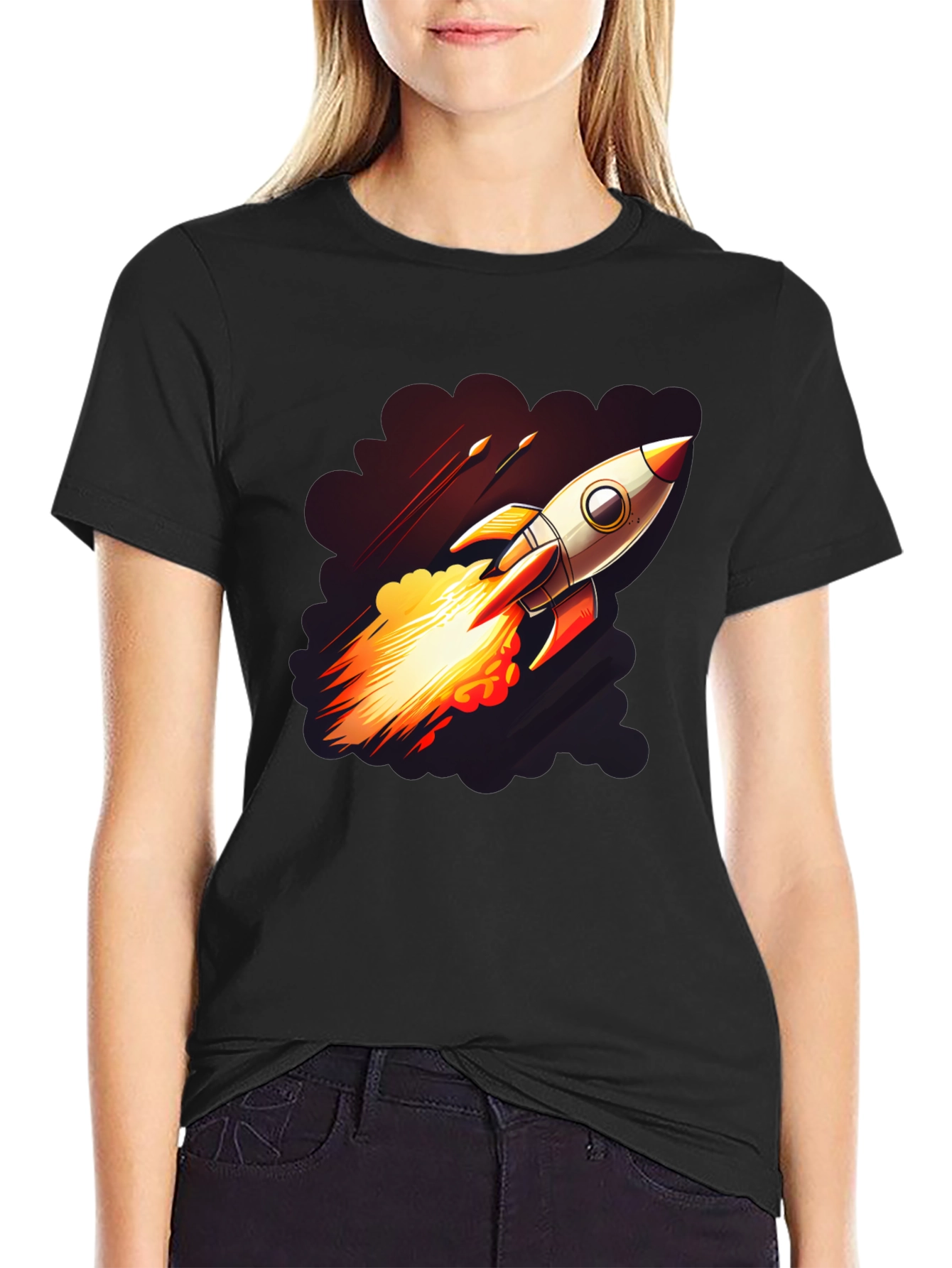 Black Rocket Launch Graphic T-Shirt view 2