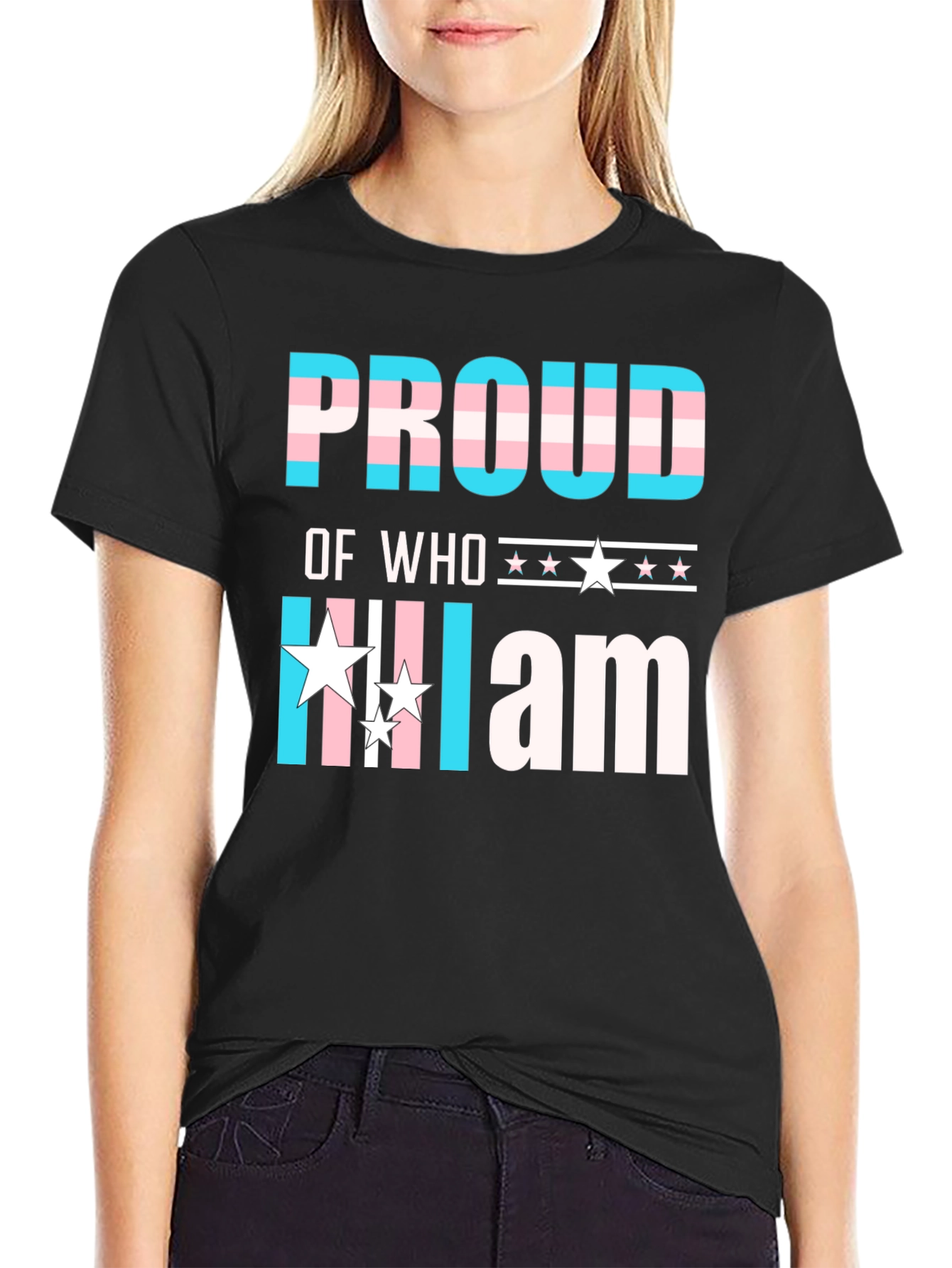 Black Proud of Who I Am Transgender Pride T-Shirt view 2