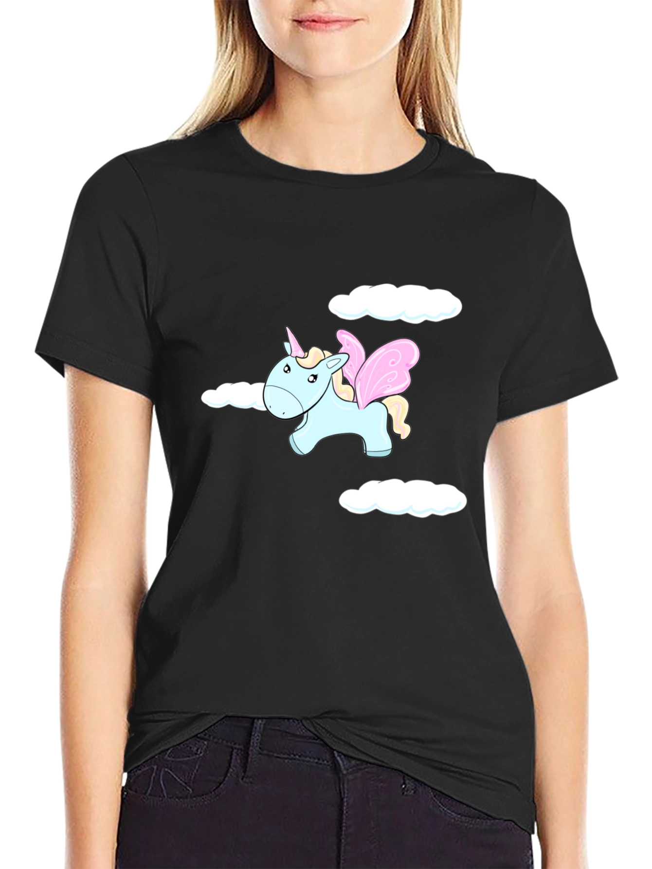 Black Unicorn Dreams Men's Black T-Shirt view 2