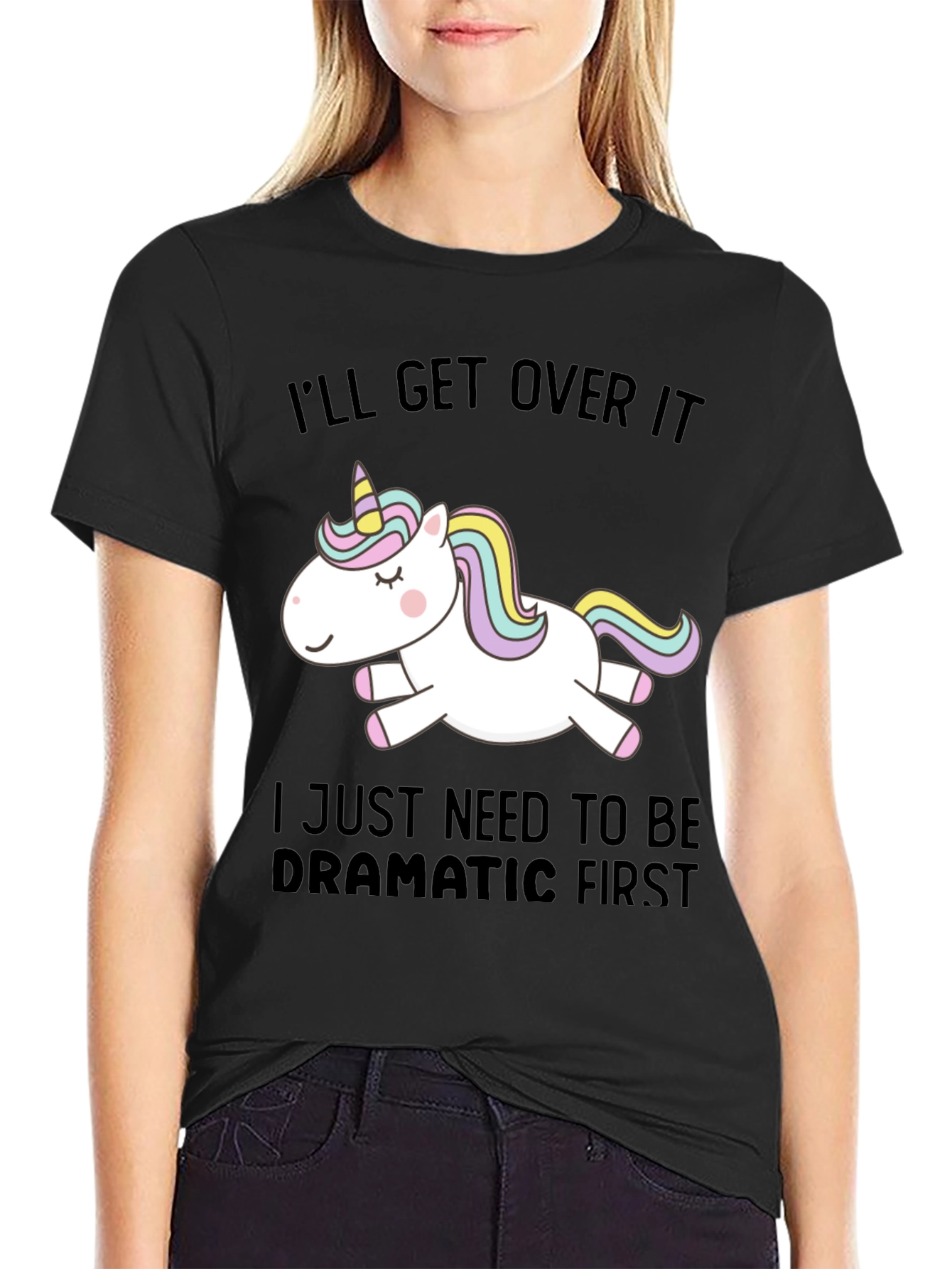 Black Dramatic Unicorn Graphic Tee view 2