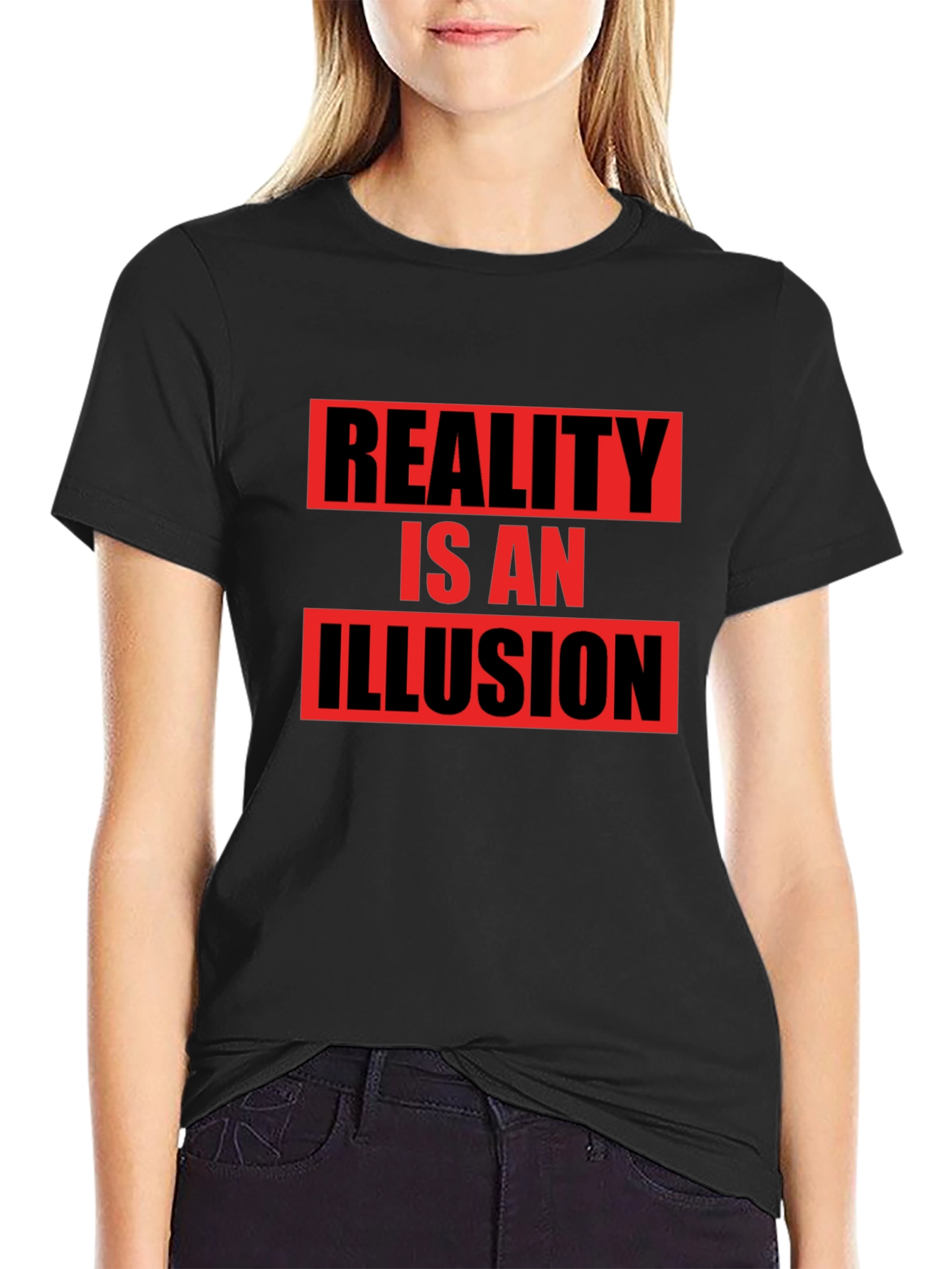 Black Reality Illusion Graphic T-Shirt - Black view 2