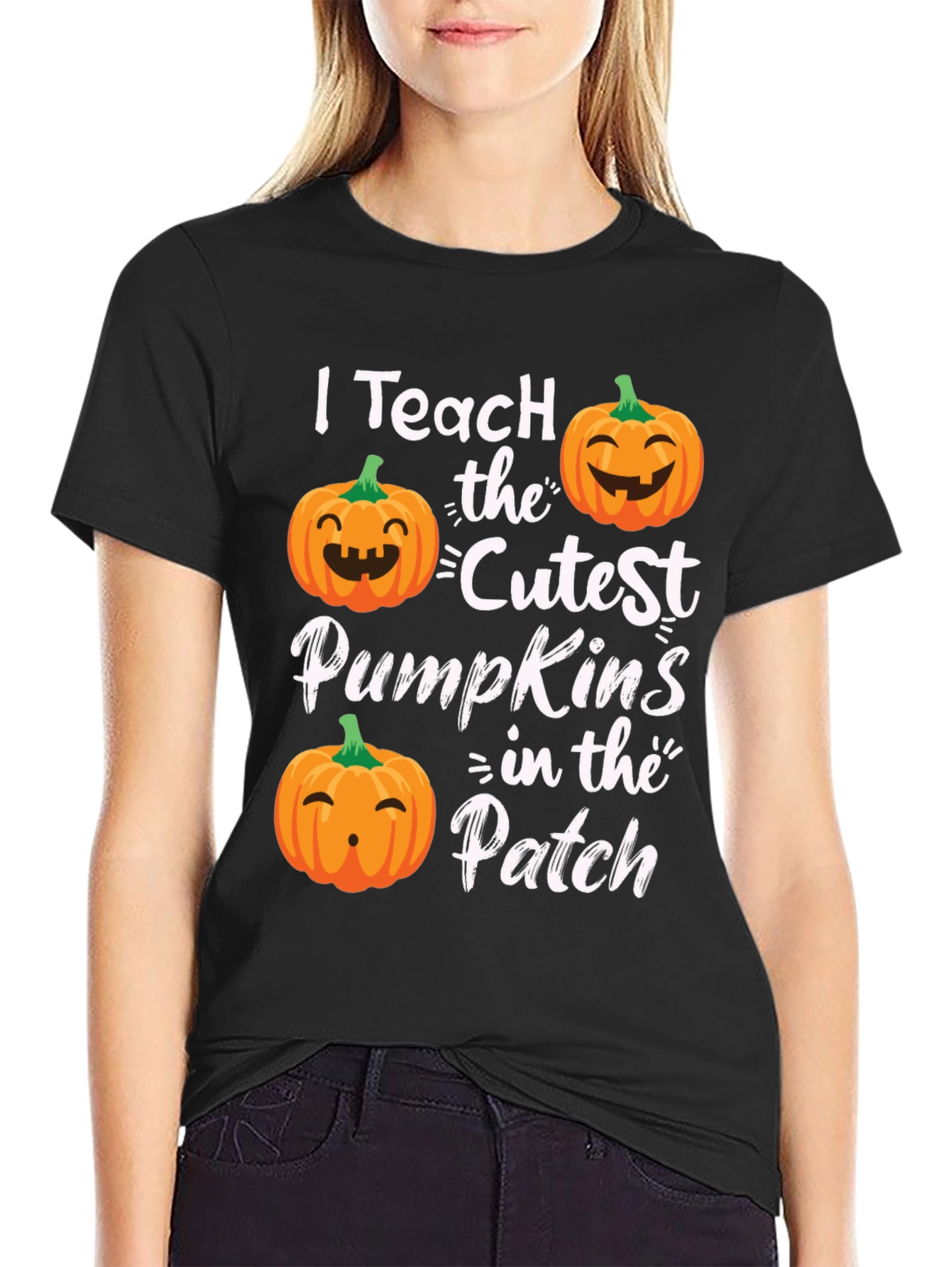Black I Teach the Cutest Pumpkins T-Shirt view 2