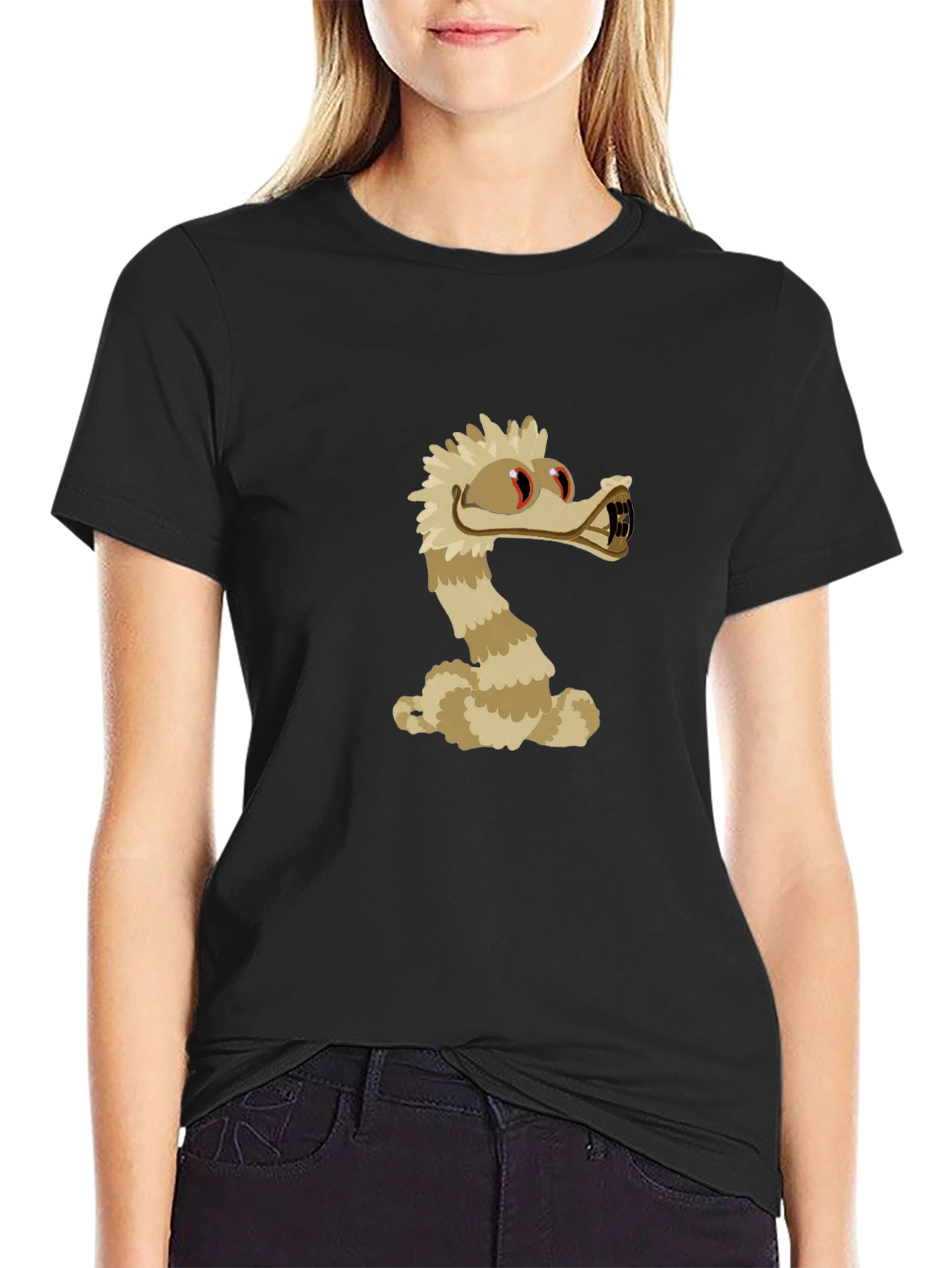 Black Cartoon Snake T-Shirt - Unique Graphic Tee view 2