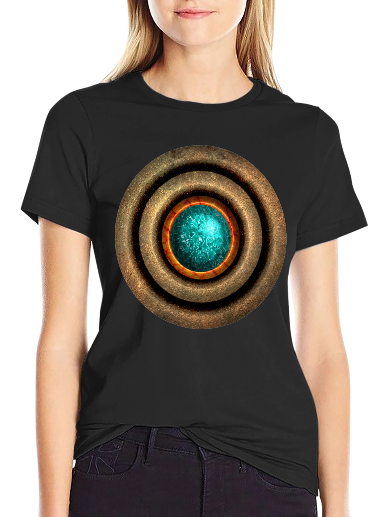 Black Mystic Orb Graphic T-Shirt - Sci-Fi Style Men's Tee view 2