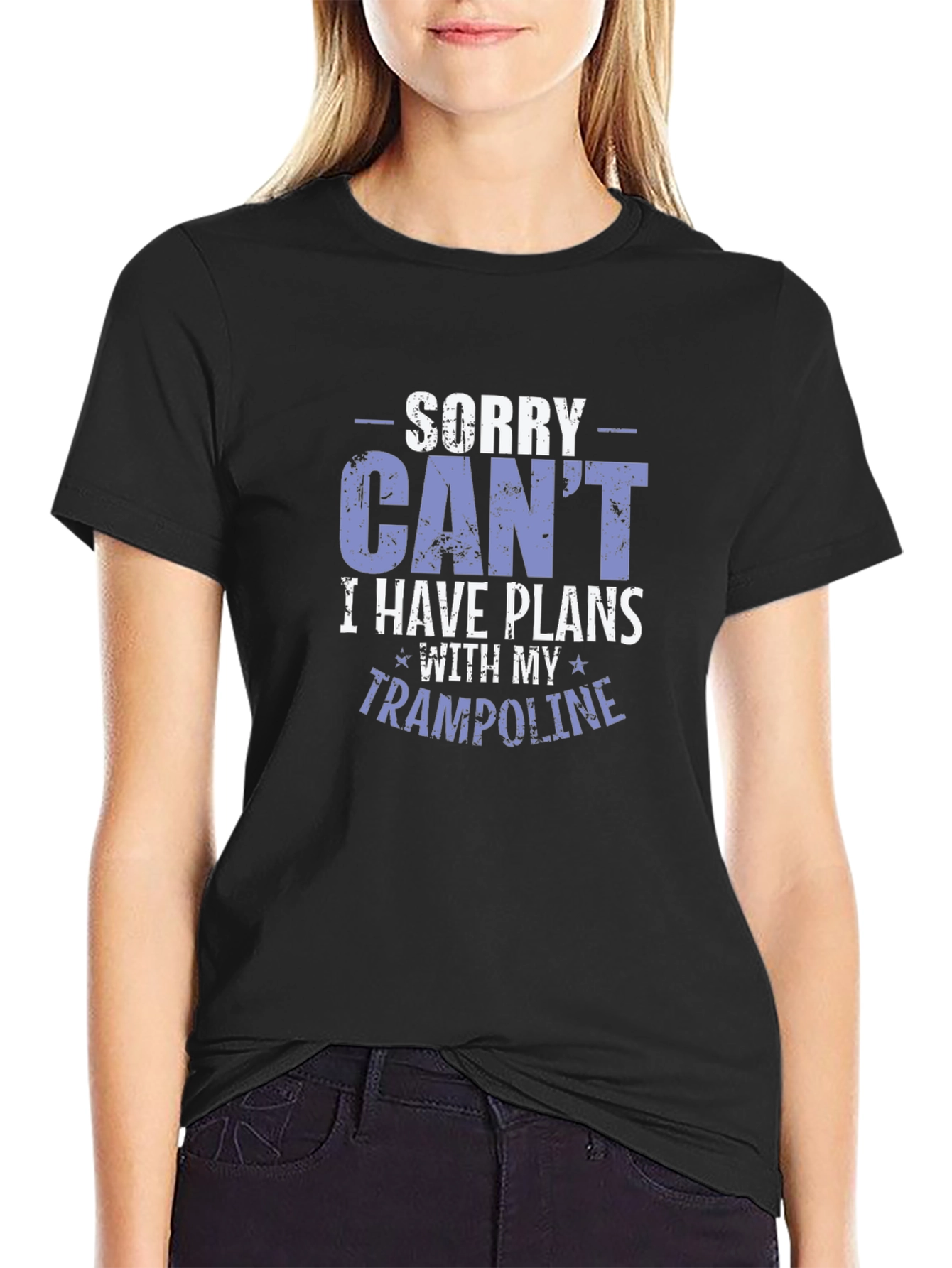 Black Funny Trampoline Plans Graphic T-Shirt view 2
