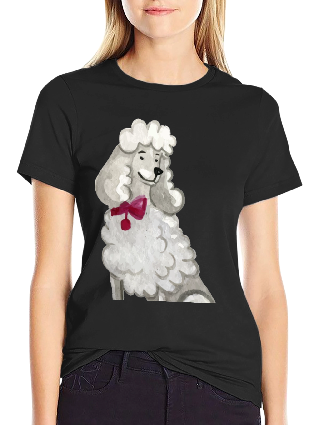 Black Poodle Art T-Shirt - Unique Dog Lover Tee view 2