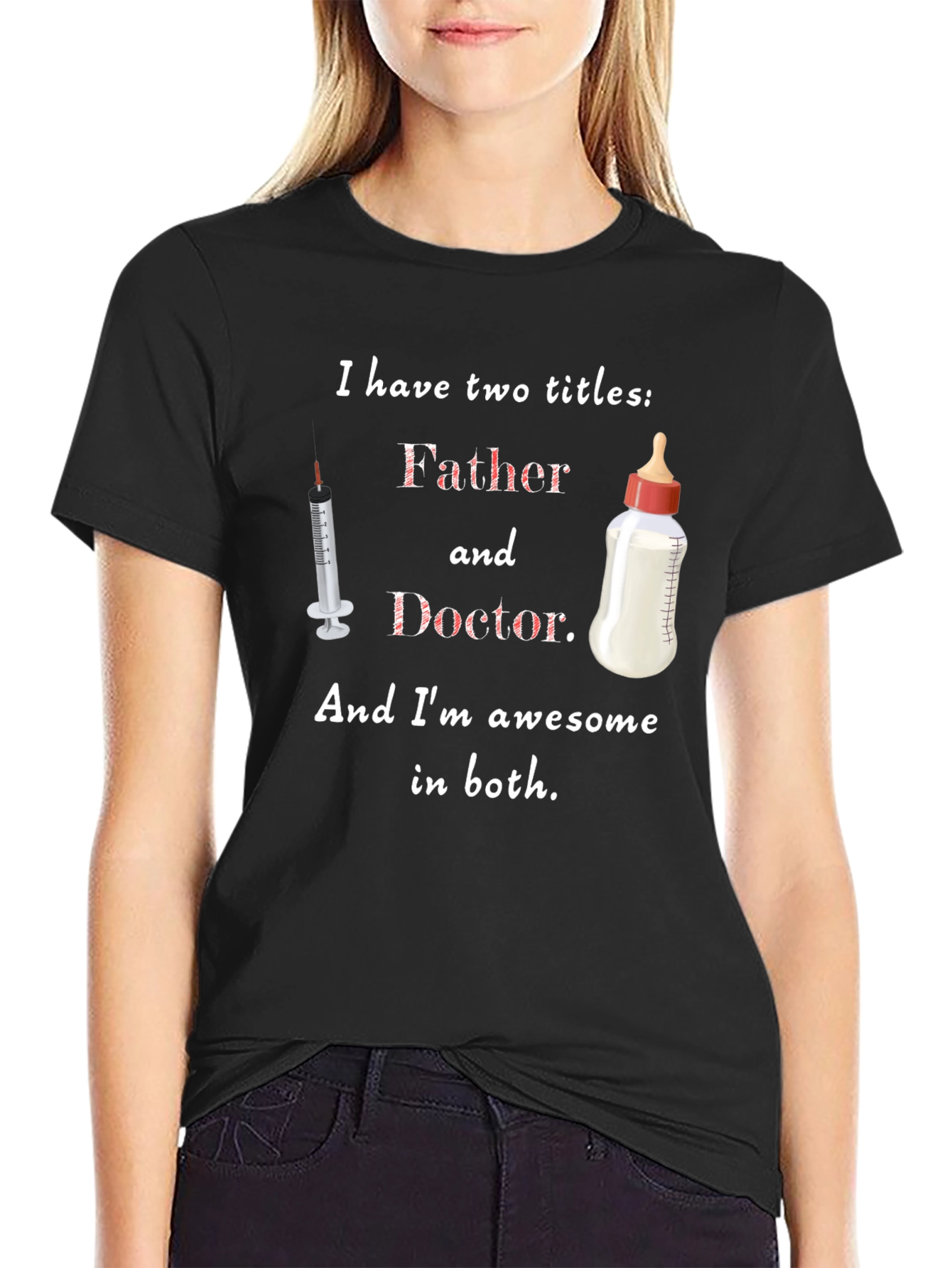 Black Father and Doctor T-Shirt - Awesome Dad Gift view 2