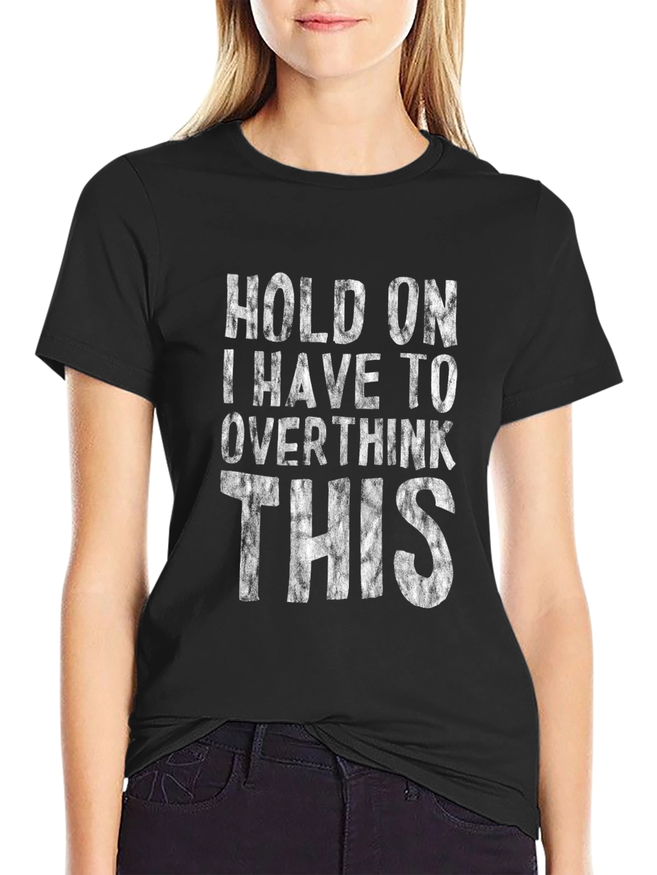 Black Overthinker T-Shirt - Black Cotton Blend Tee view 2