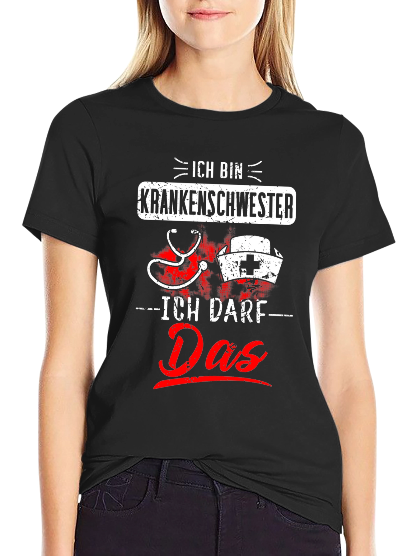 Black Ich Bin Krankenschwester T-Shirt - Nurse Tee view 2