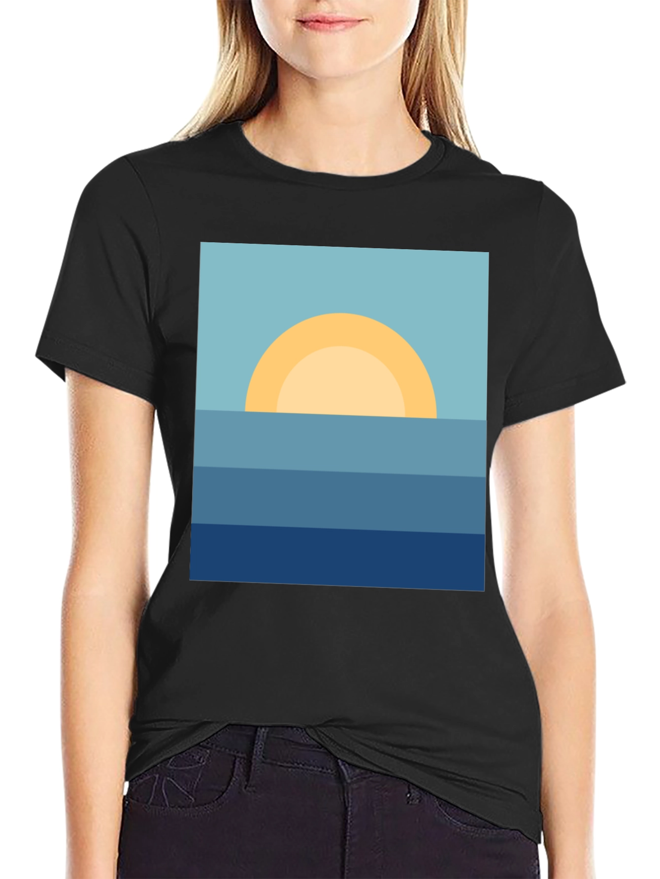 Black Sunrise Ocean Graphic Tee - Stylish & Relaxed Fit view 2