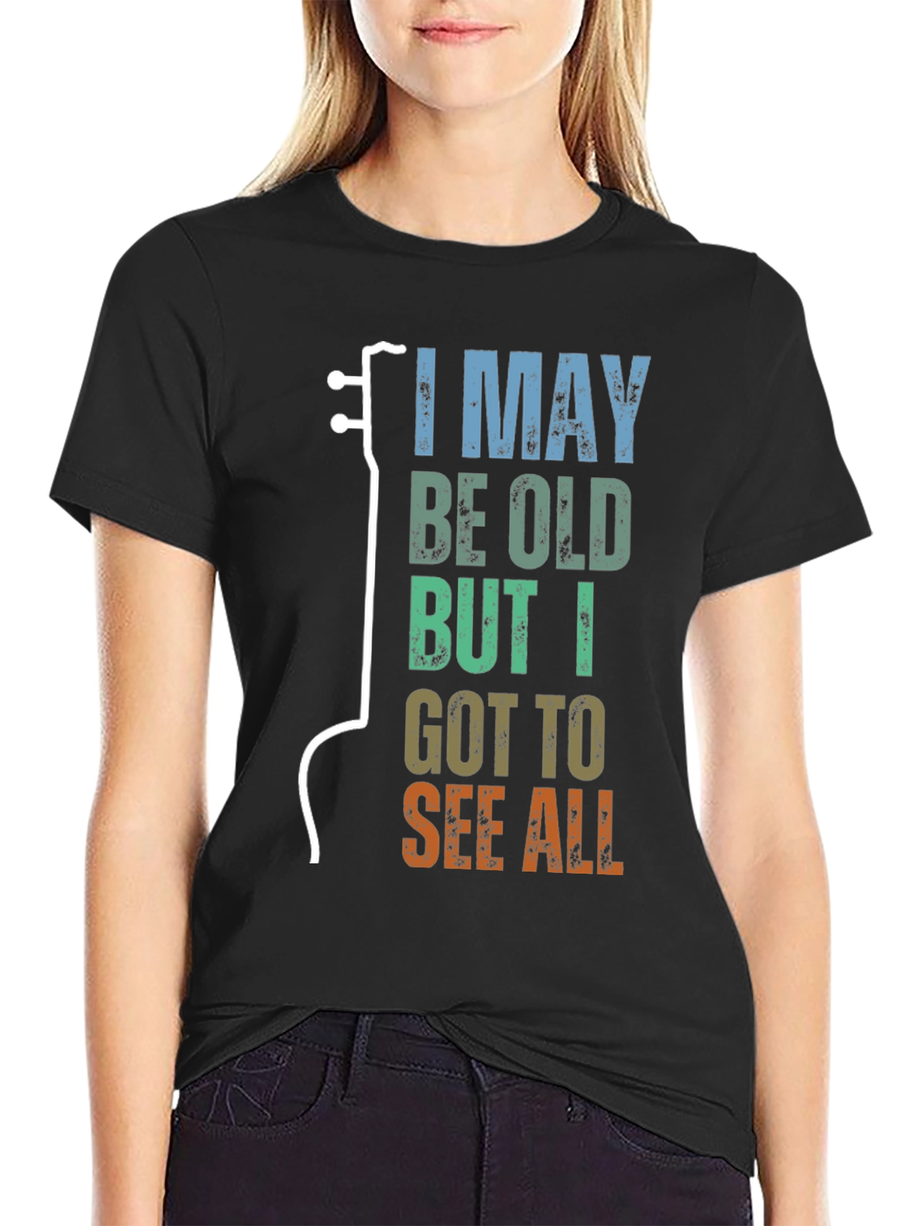 Black I May Be Old Guitar Lover T-Shirt view 2