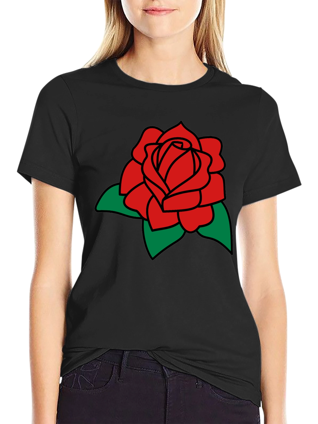 Black Rose Graphic Black T-Shirt view 2