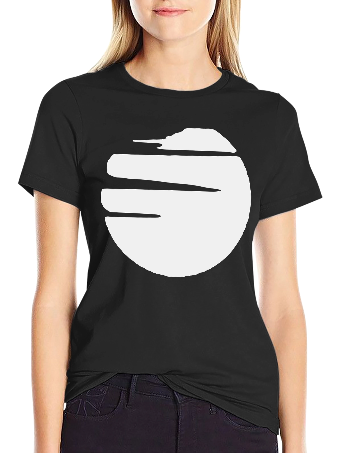 Black Men's Black T-Shirt with White Graphic Print view 2